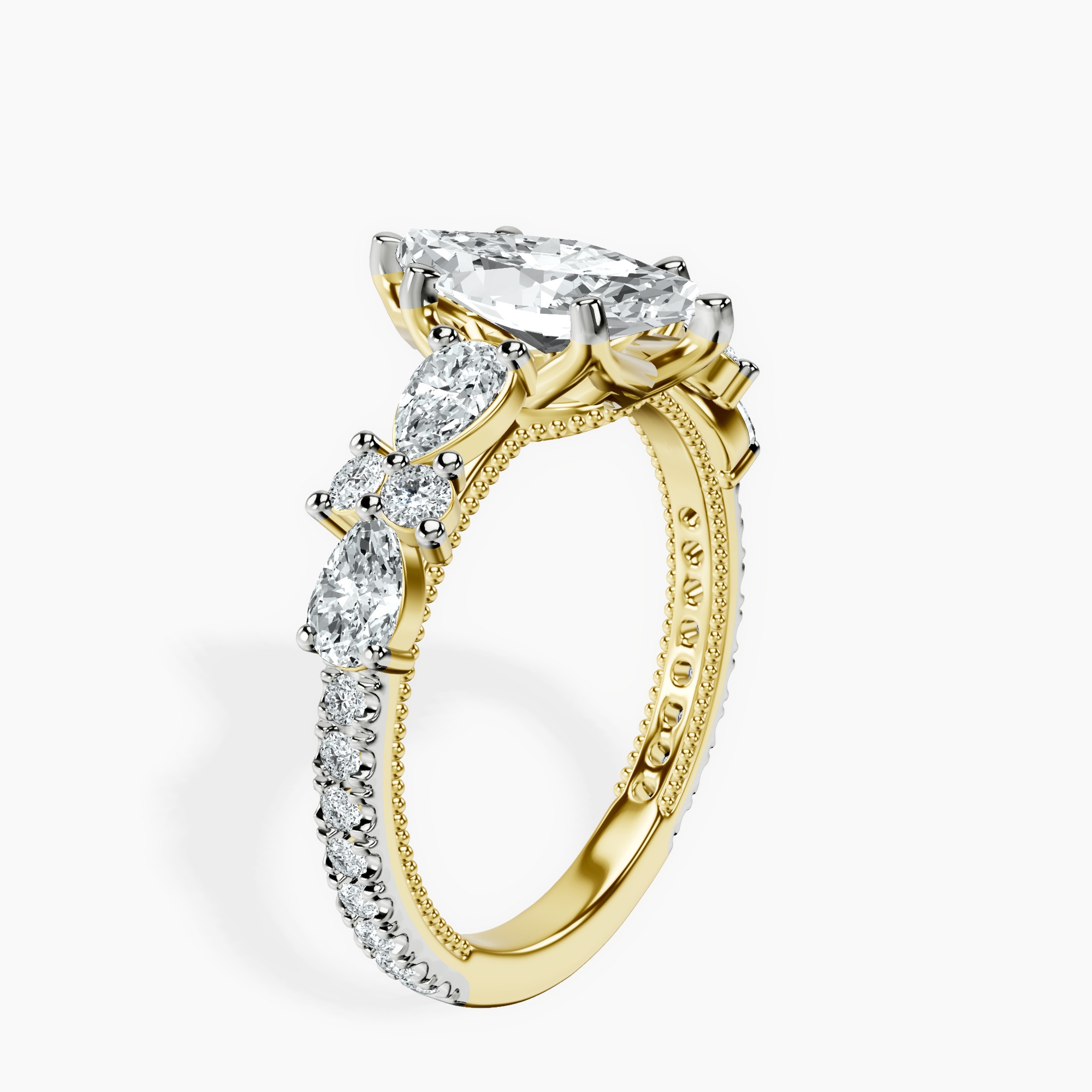 2.00 ct. marquise Chrizan Ring in 10kt yellow gold standing product image one
