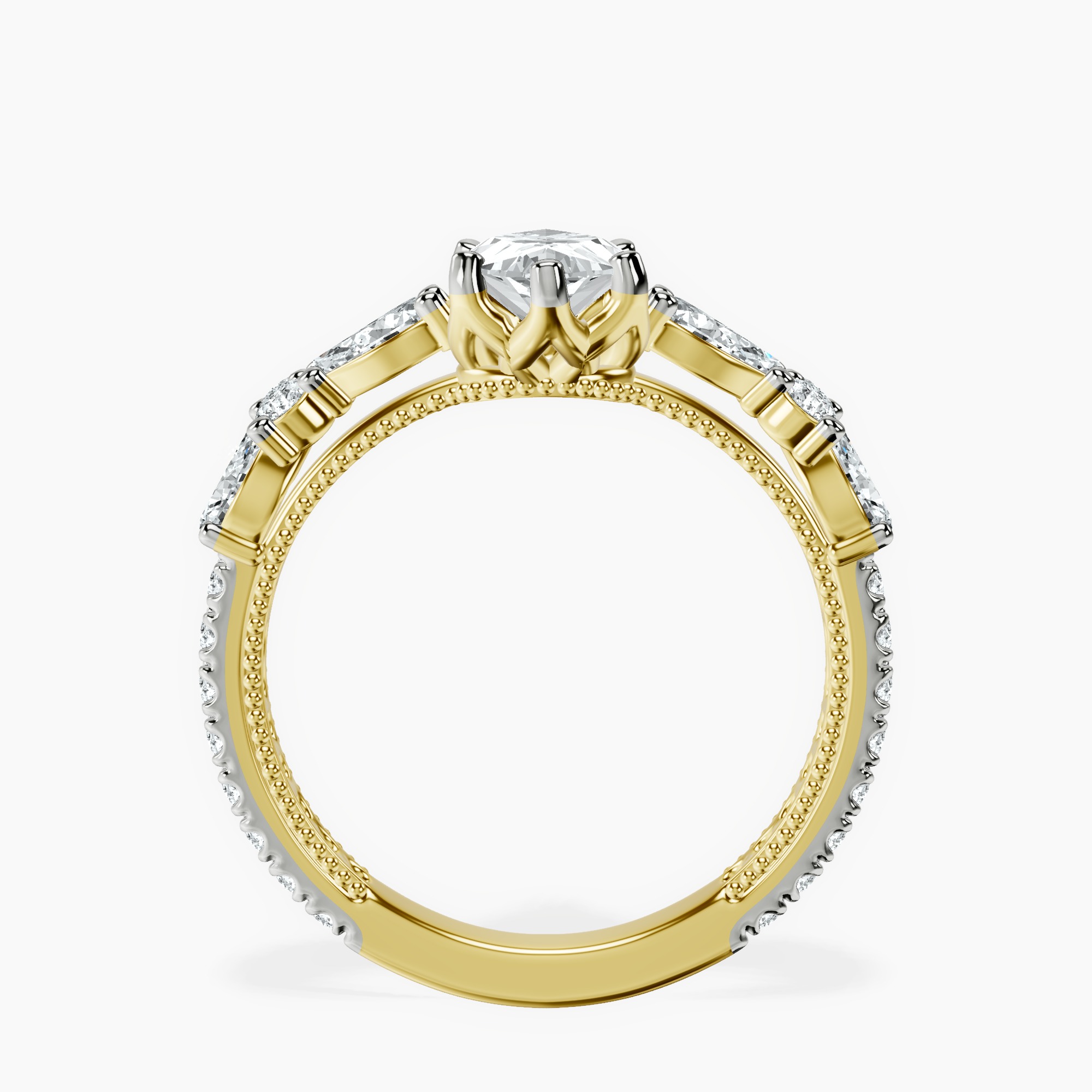 2.00 ct. marquise Chrizan Ring in 10kt yellow gold side right image one