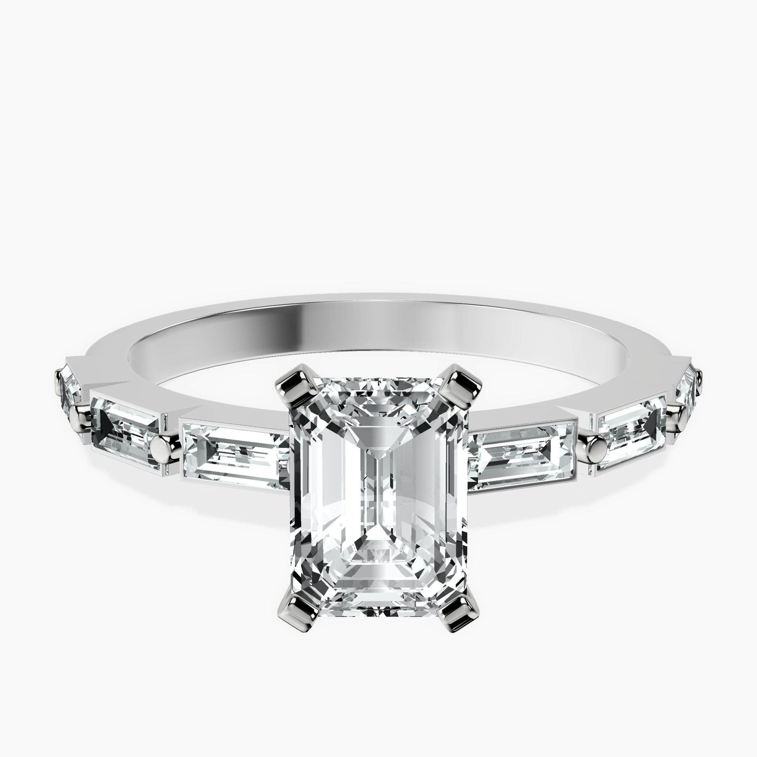 1.48 ct. emerald Kimberly Ring in 14kt white gold rtr top