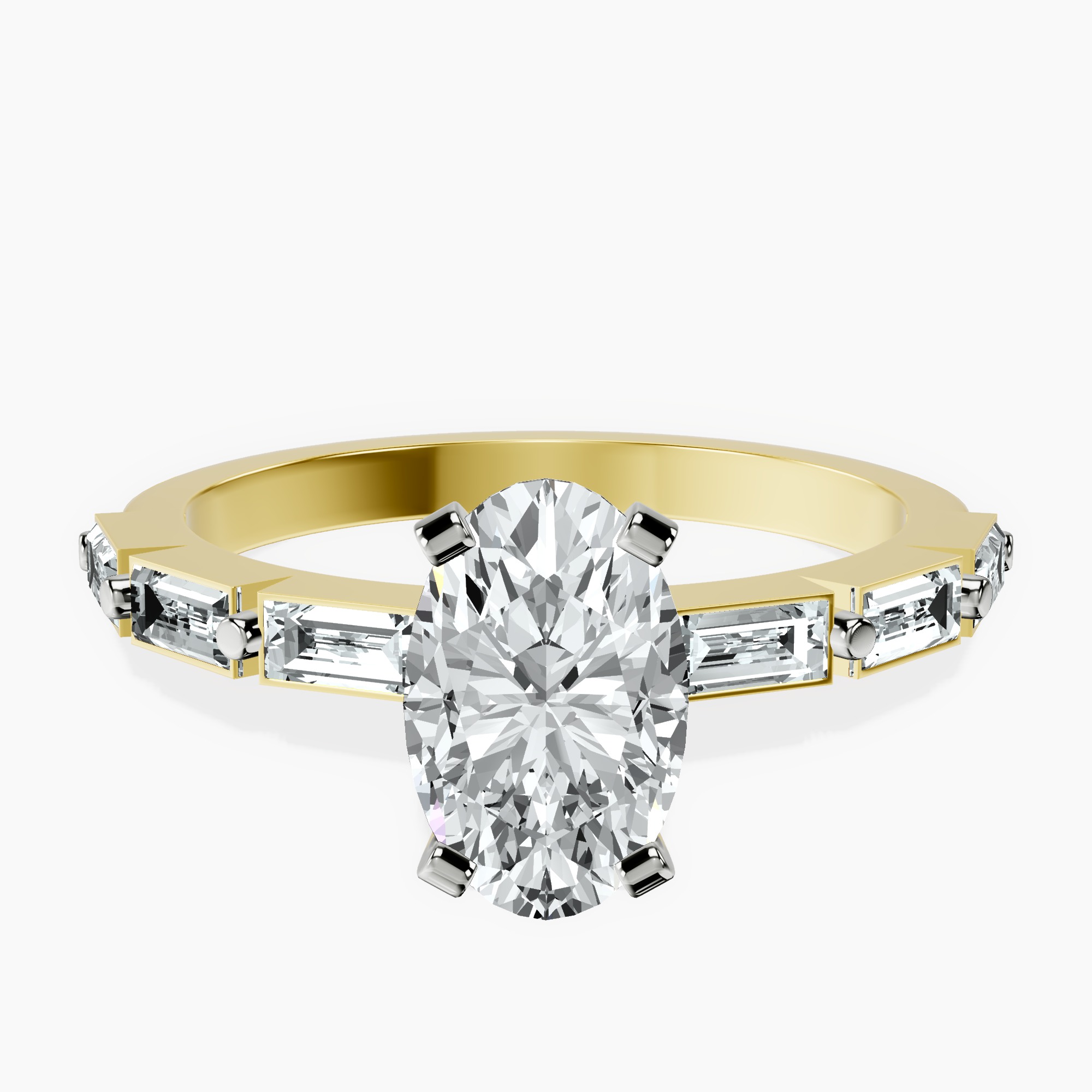 1.37 ct. oval Kimberly Ring in 14kt yellow gold rtr top