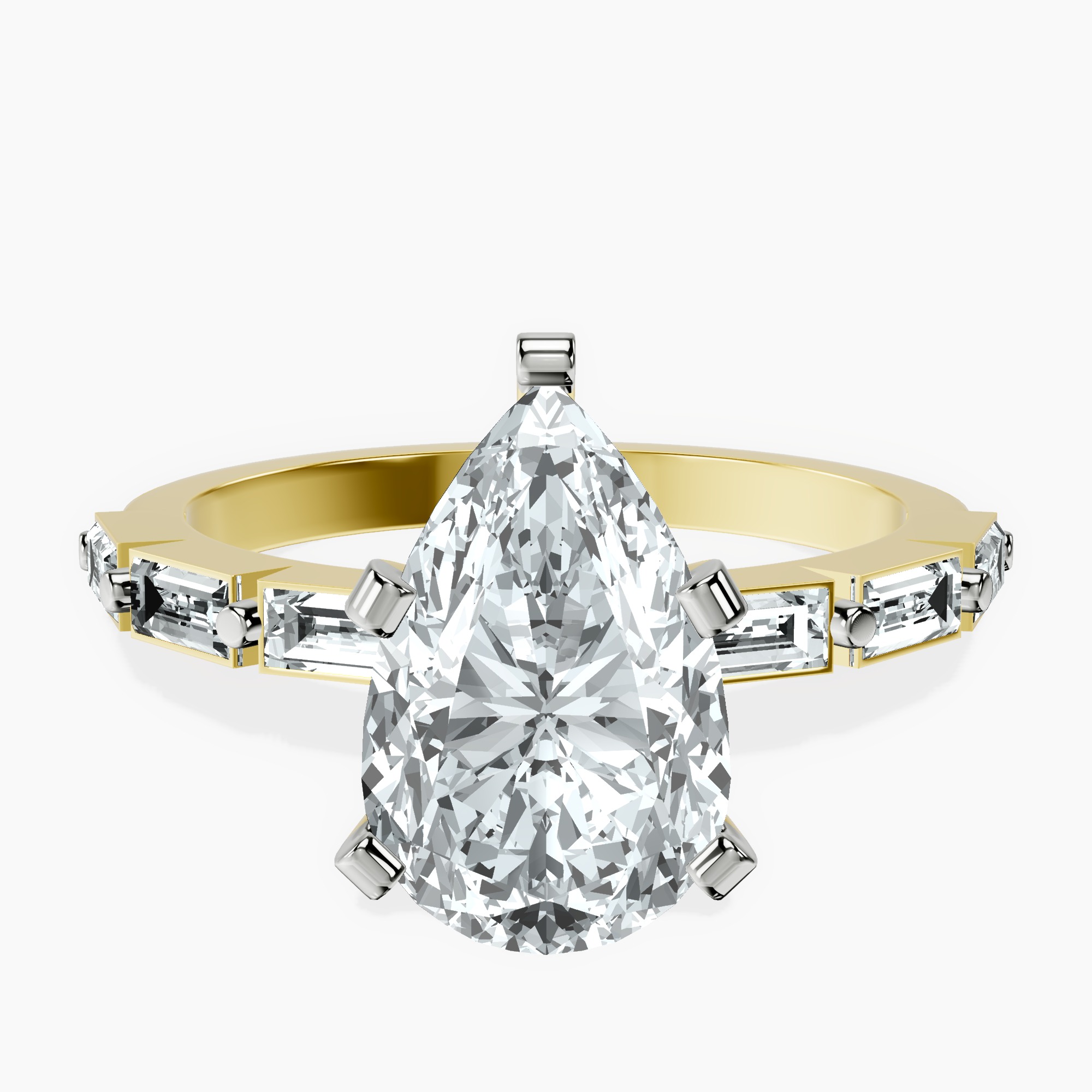 2.96 ct. pear Kimberly Ring in 10kt yellow gold rtr top