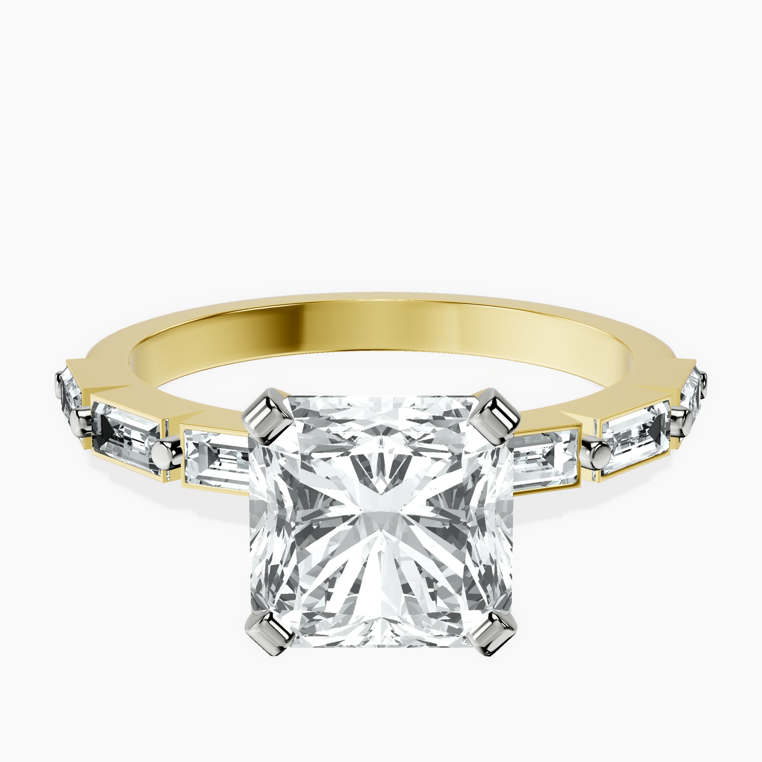 2.05 ct. radiant Kimberly Ring in 18kt yellow gold rtr top