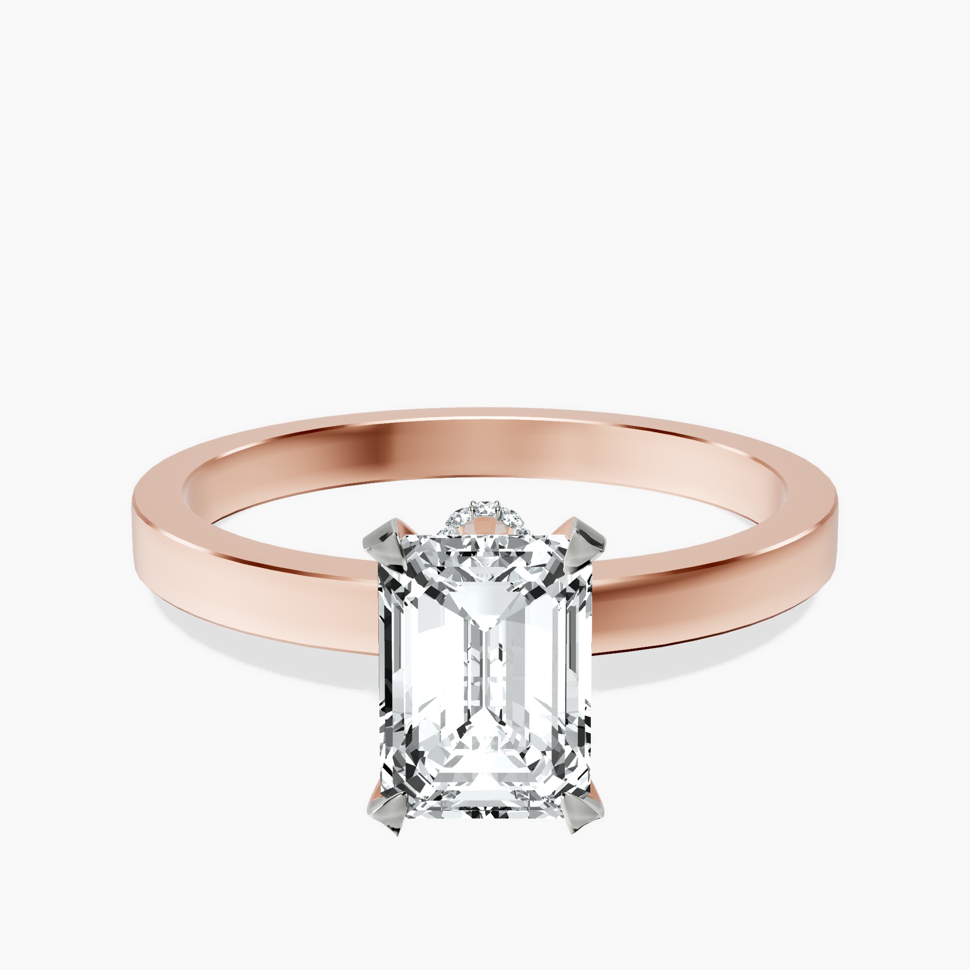 1.43 ct. emerald Ember Halo Ring in 10kt rose gold rtr top