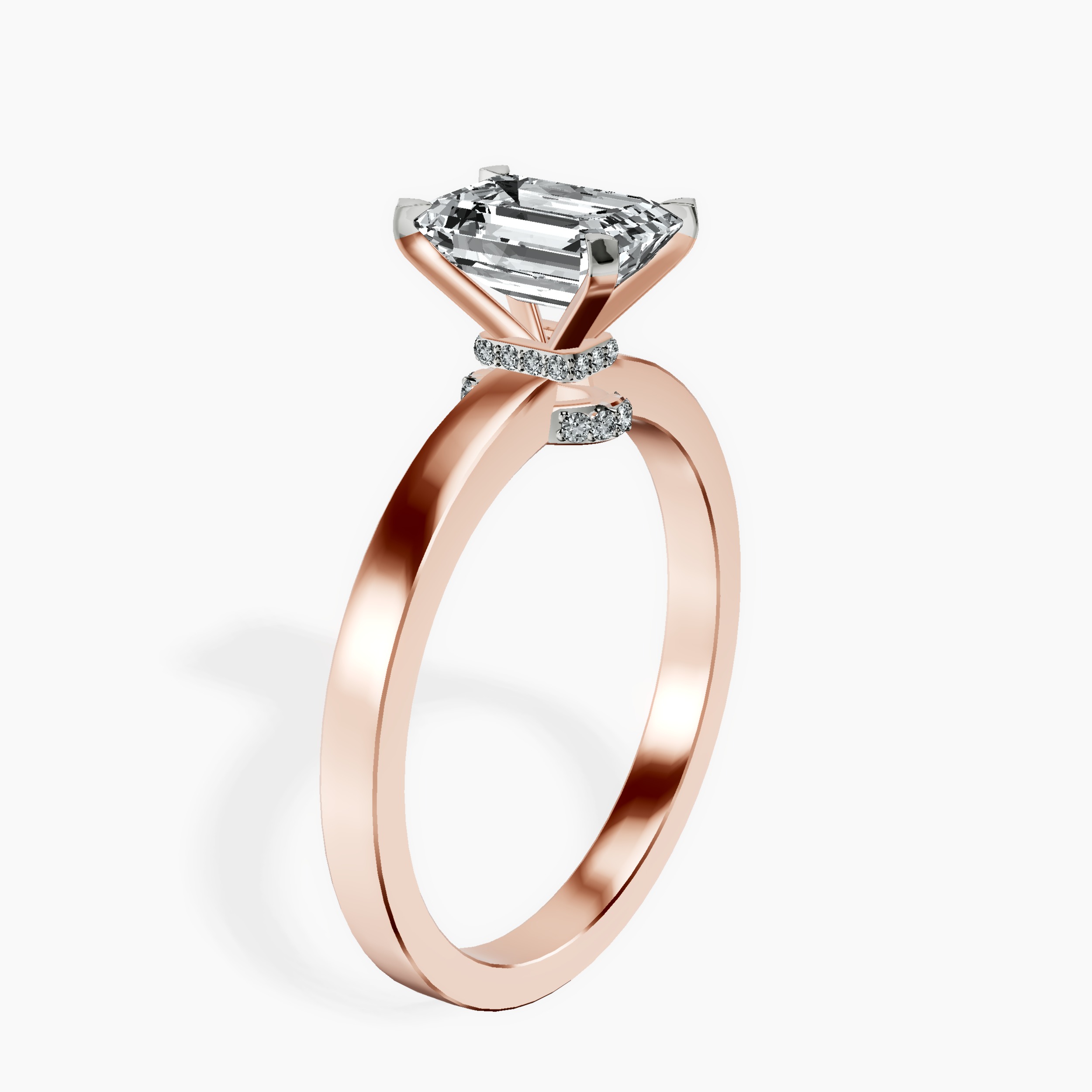 1.43 ct. emerald Ember Halo Ring in 10kt rose gold standing product image one