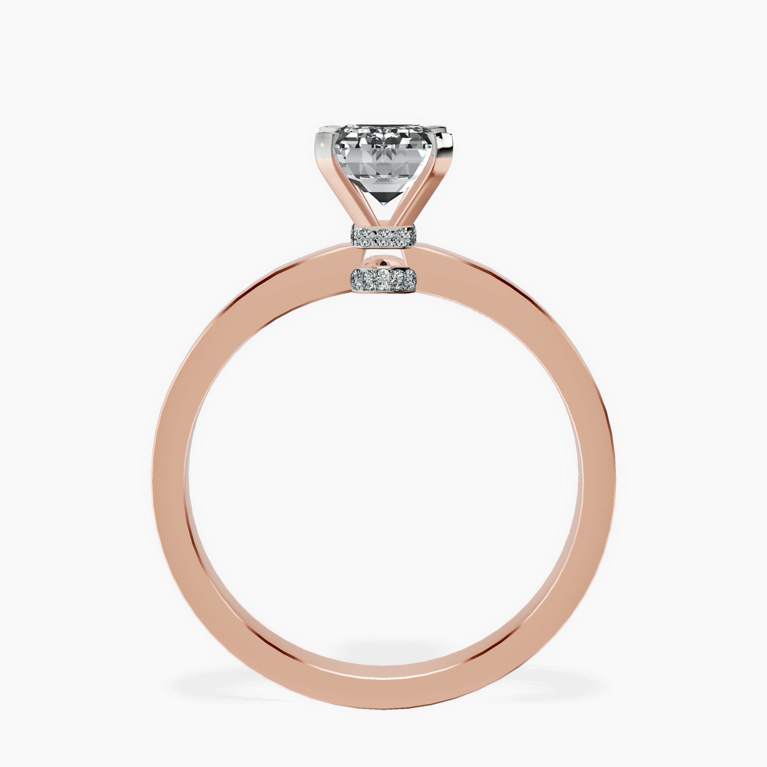 1.43 ct. emerald Ember Halo Ring in 10kt rose gold side right image one