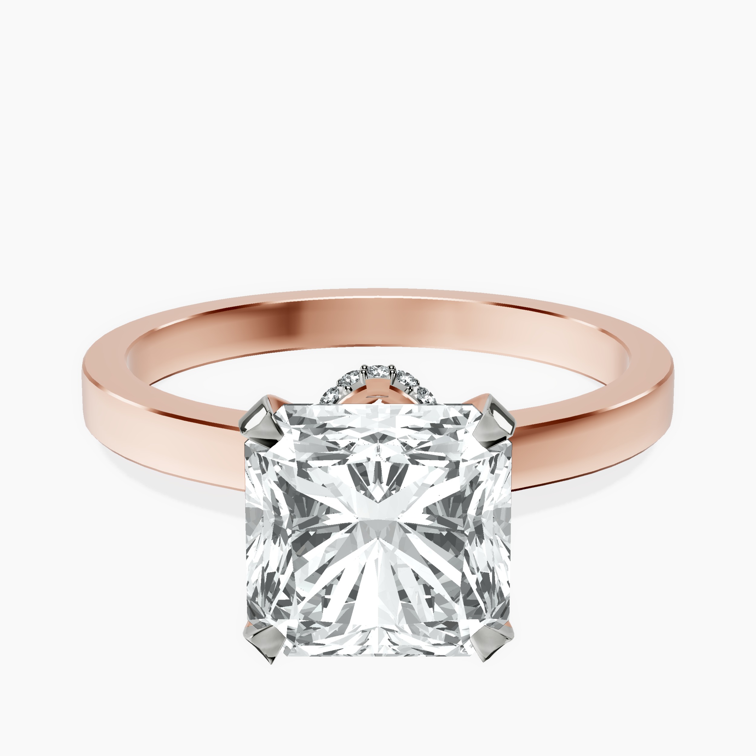 2.94 ct. radiant Ember Halo Ring in 18kt rose gold rtr top
