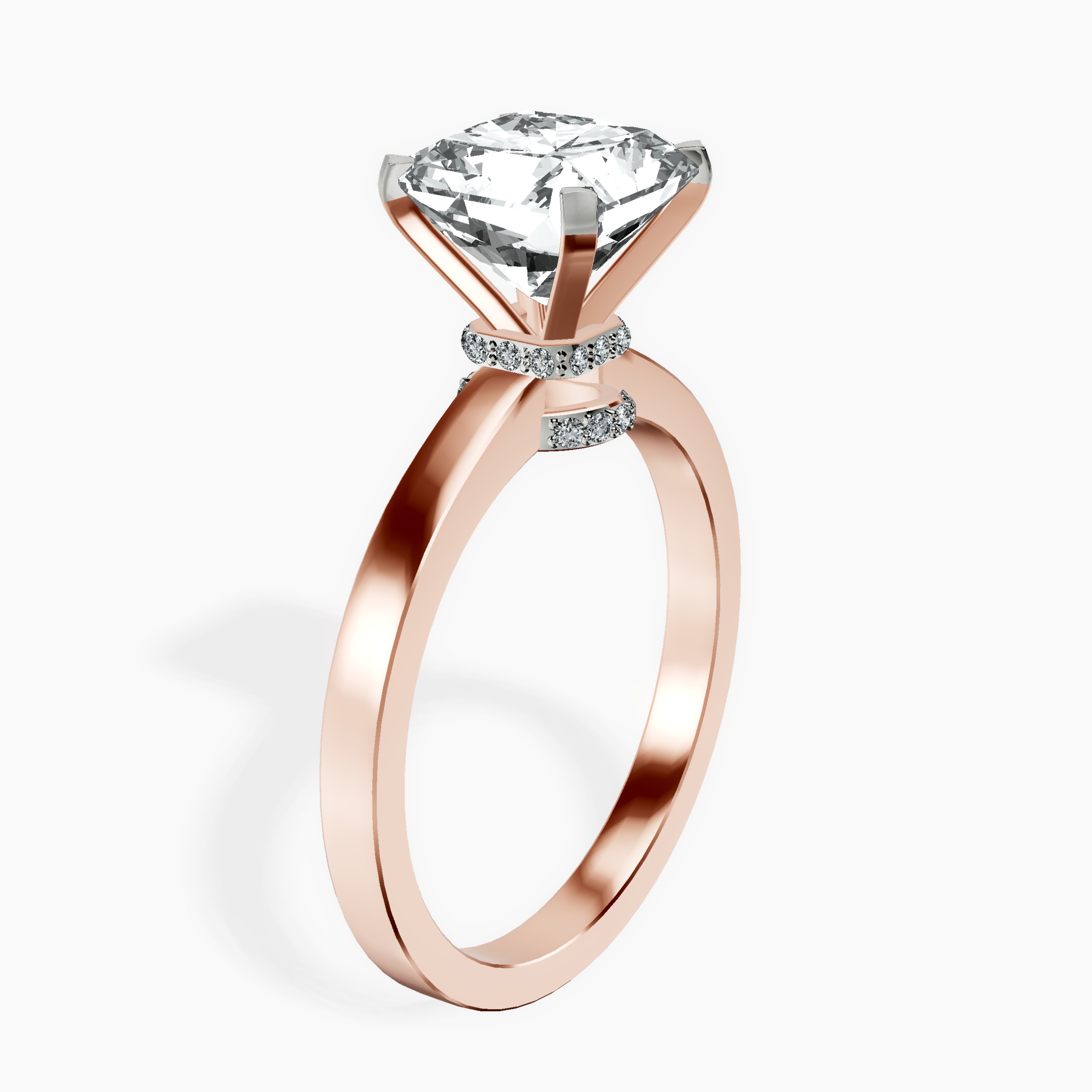 2.94 ct. radiant Ember Halo Ring in 18kt rose gold standing product image one
