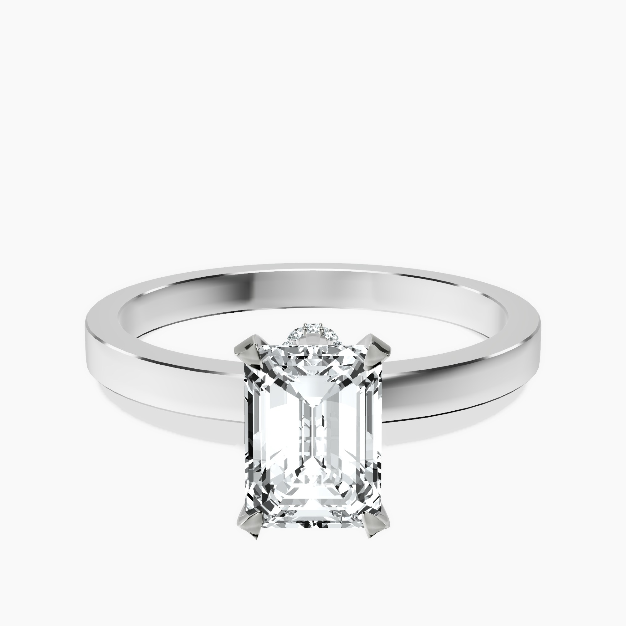1.48 ct. emerald Ember Halo Ring in 14kt white gold rtr top