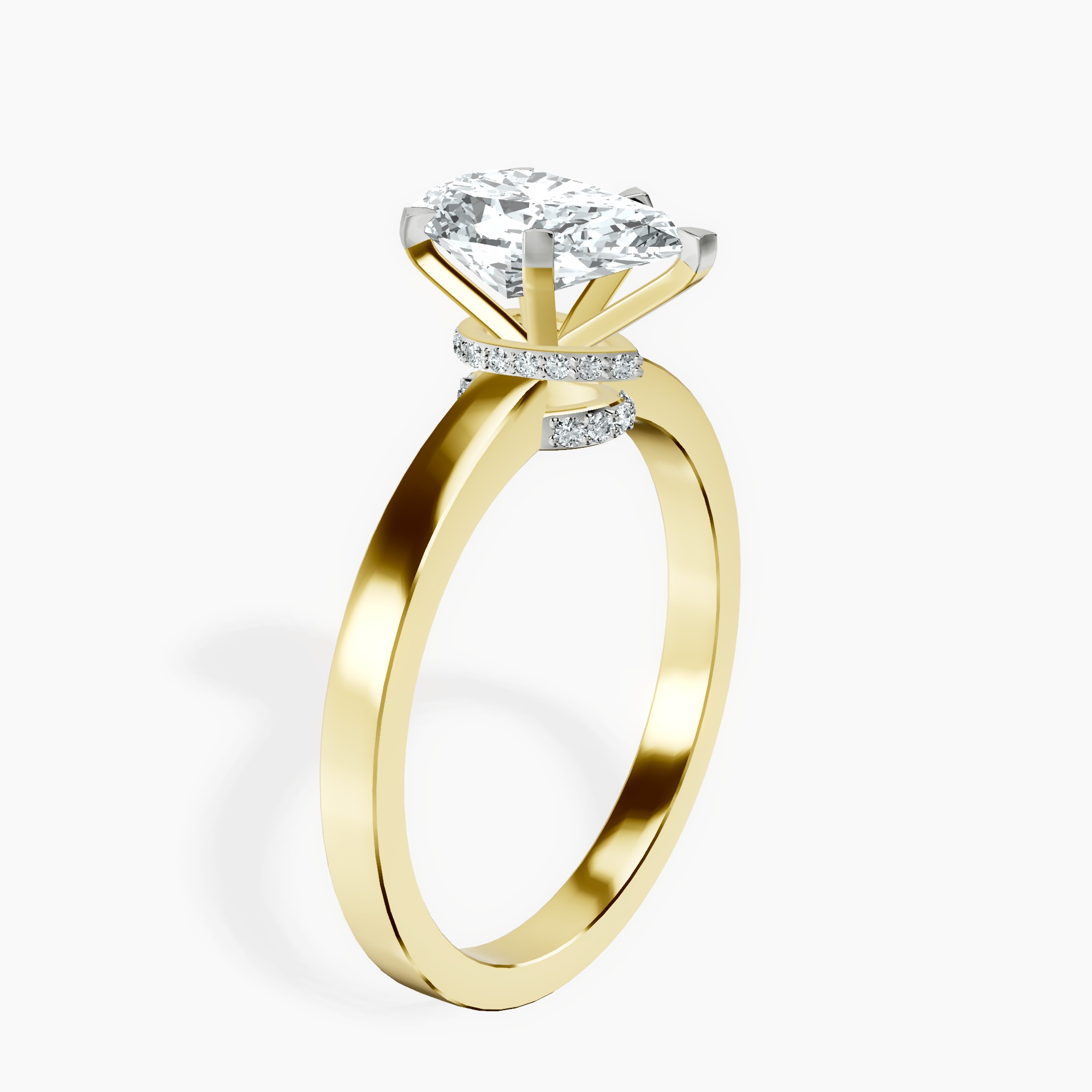 1.85 ct. pear Ember Halo Ring in 10kt yellow gold standing product image one