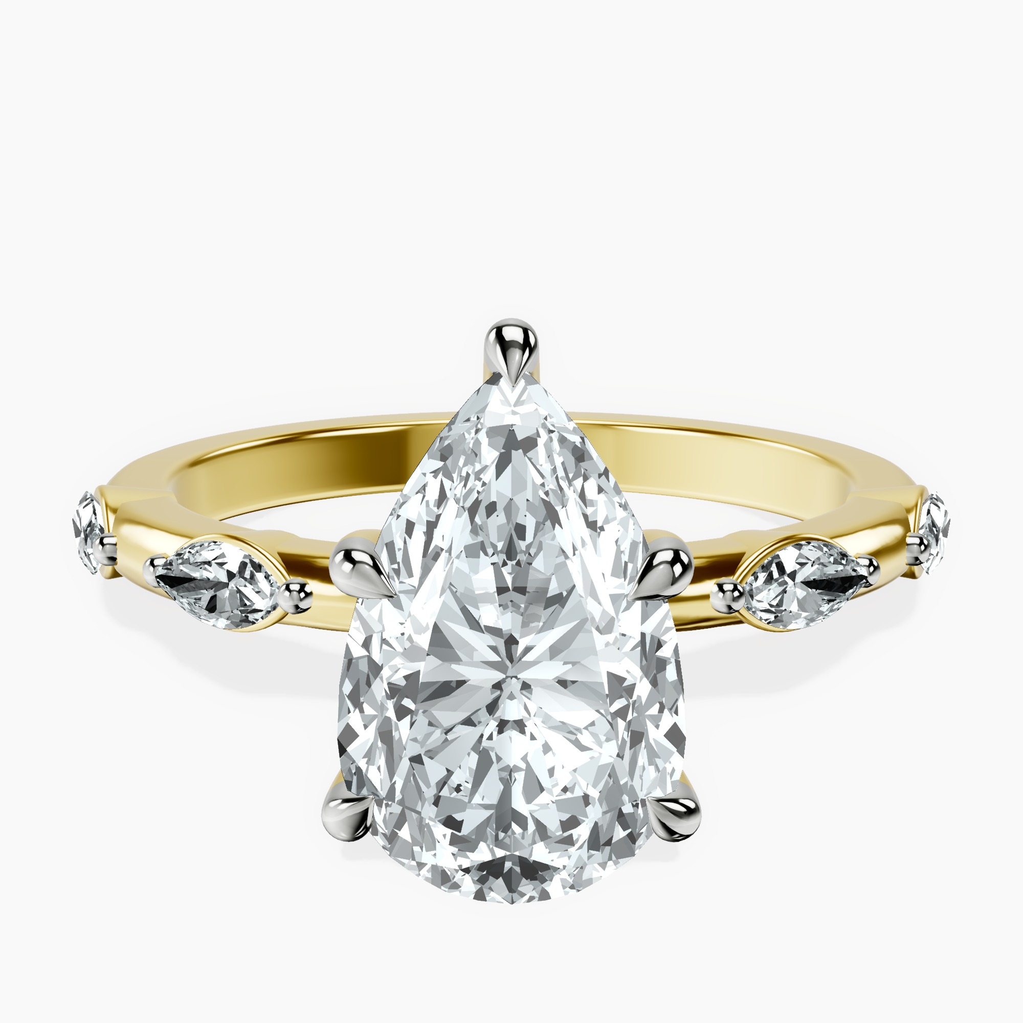 2.96 ct. pear Sheryl Ring in 10kt yellow gold rtr top