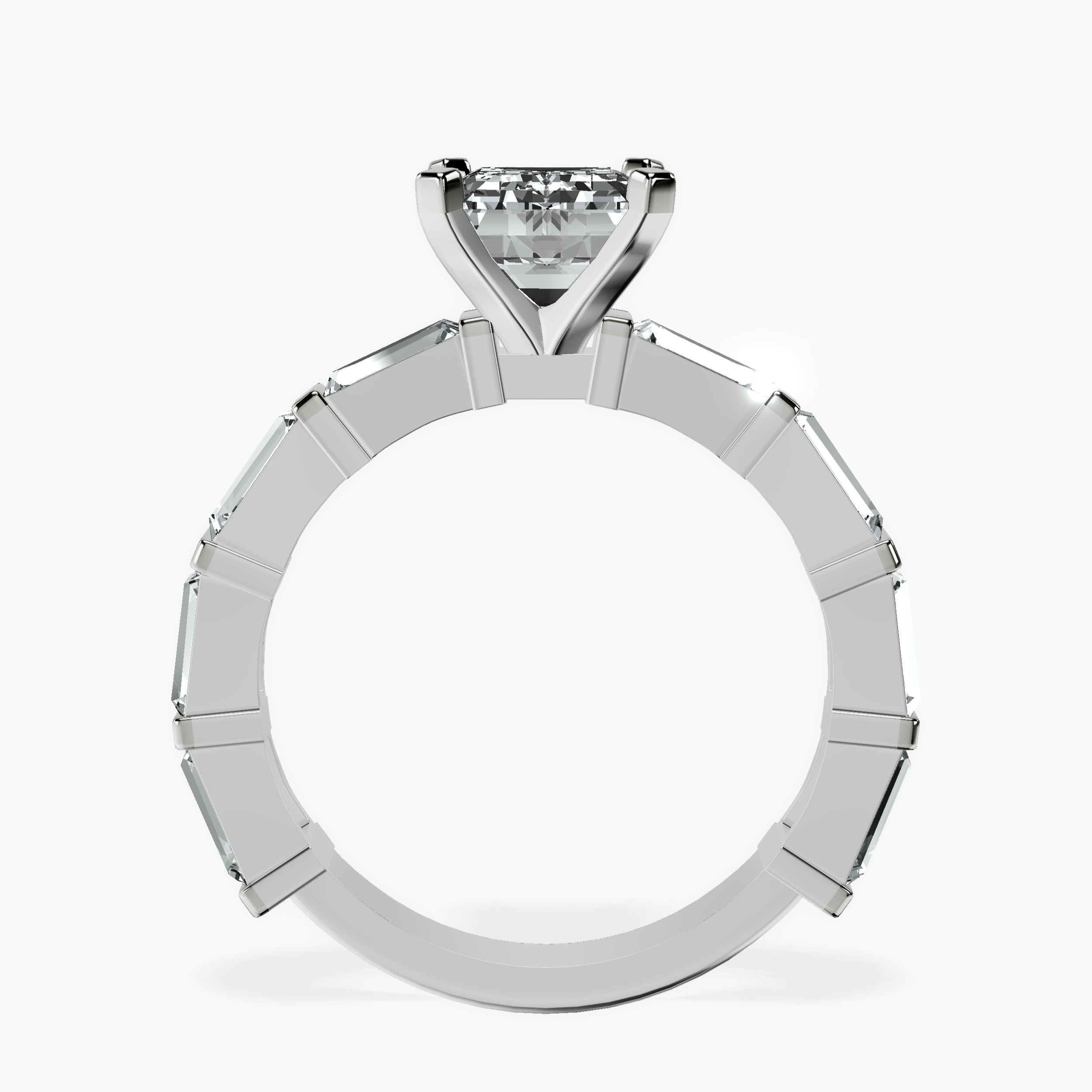 2.91 ct. emerald Gizele Ring in 14kt white gold side right image one