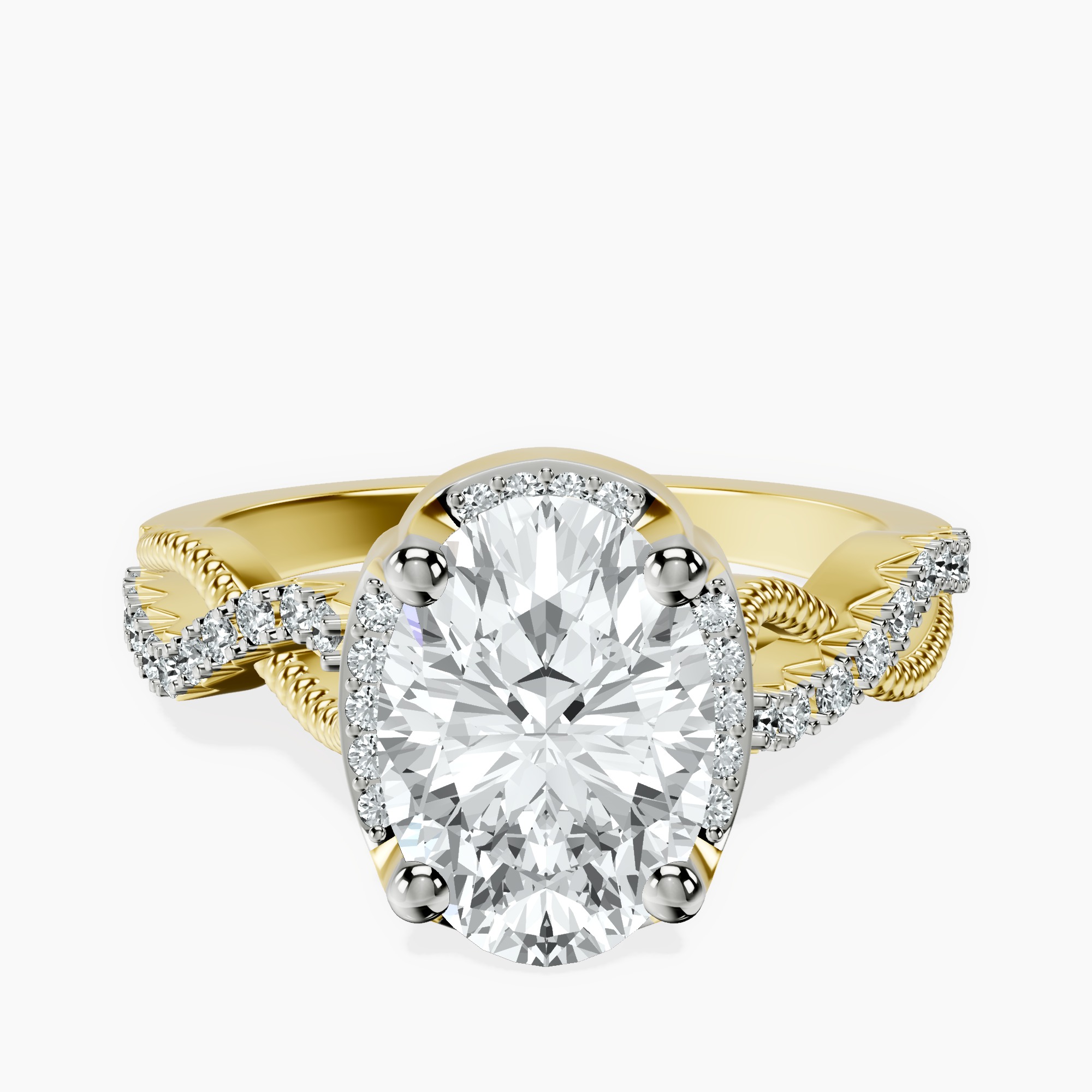 2.40 ct. oval Astoré Channel Glided Ring in 10kt yellow gold rtr top