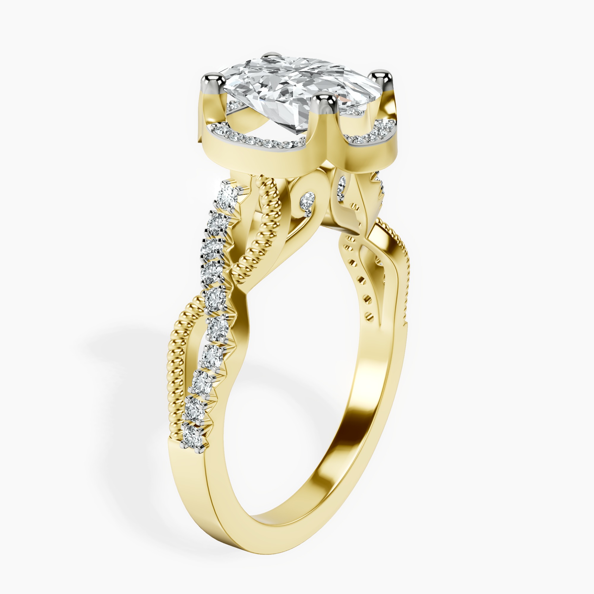 2.40 ct. oval Astoré Channel Glided Ring in 10kt yellow gold standing product image one
