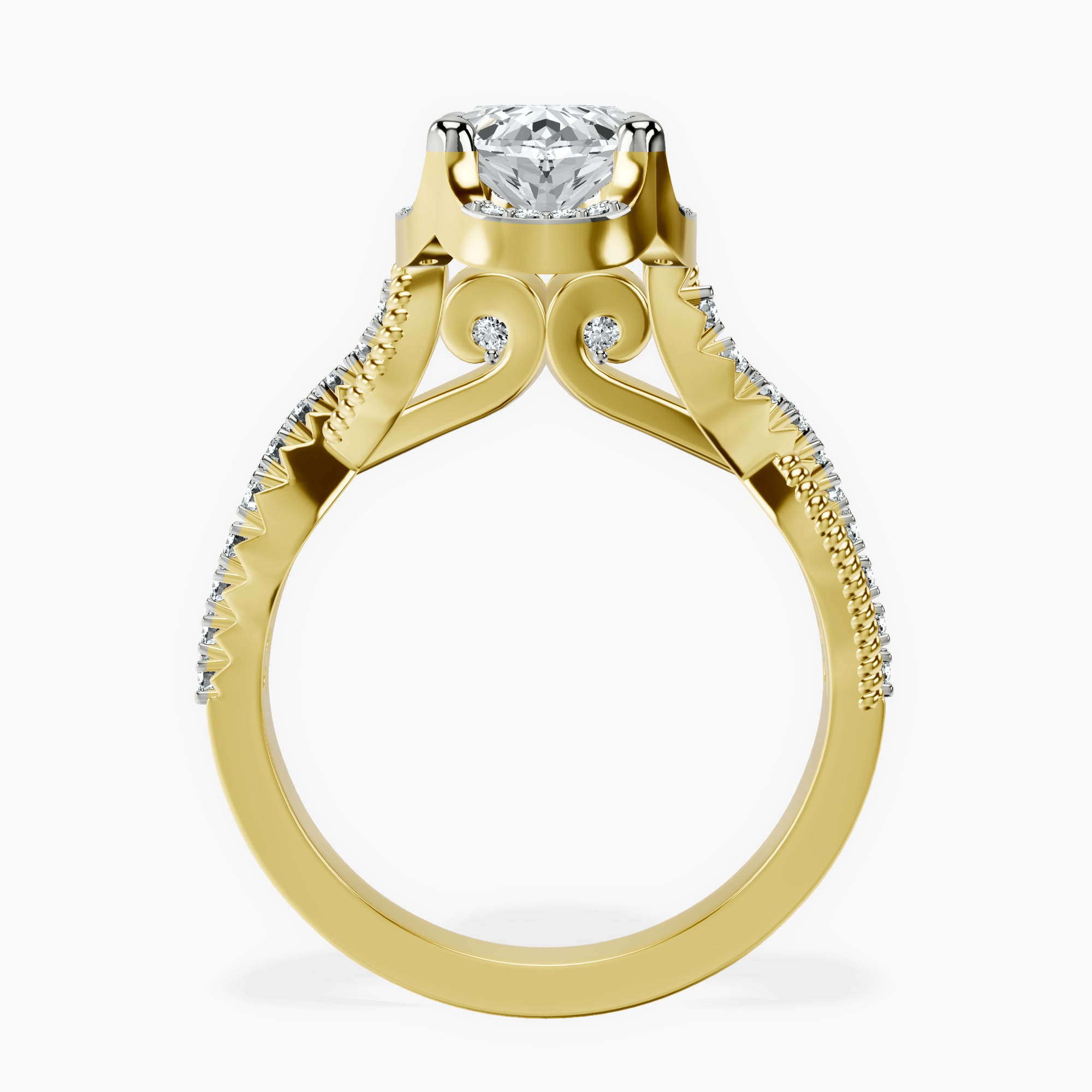 2.40 ct. oval Astoré Channel Glided Ring in 10kt yellow gold side right image one