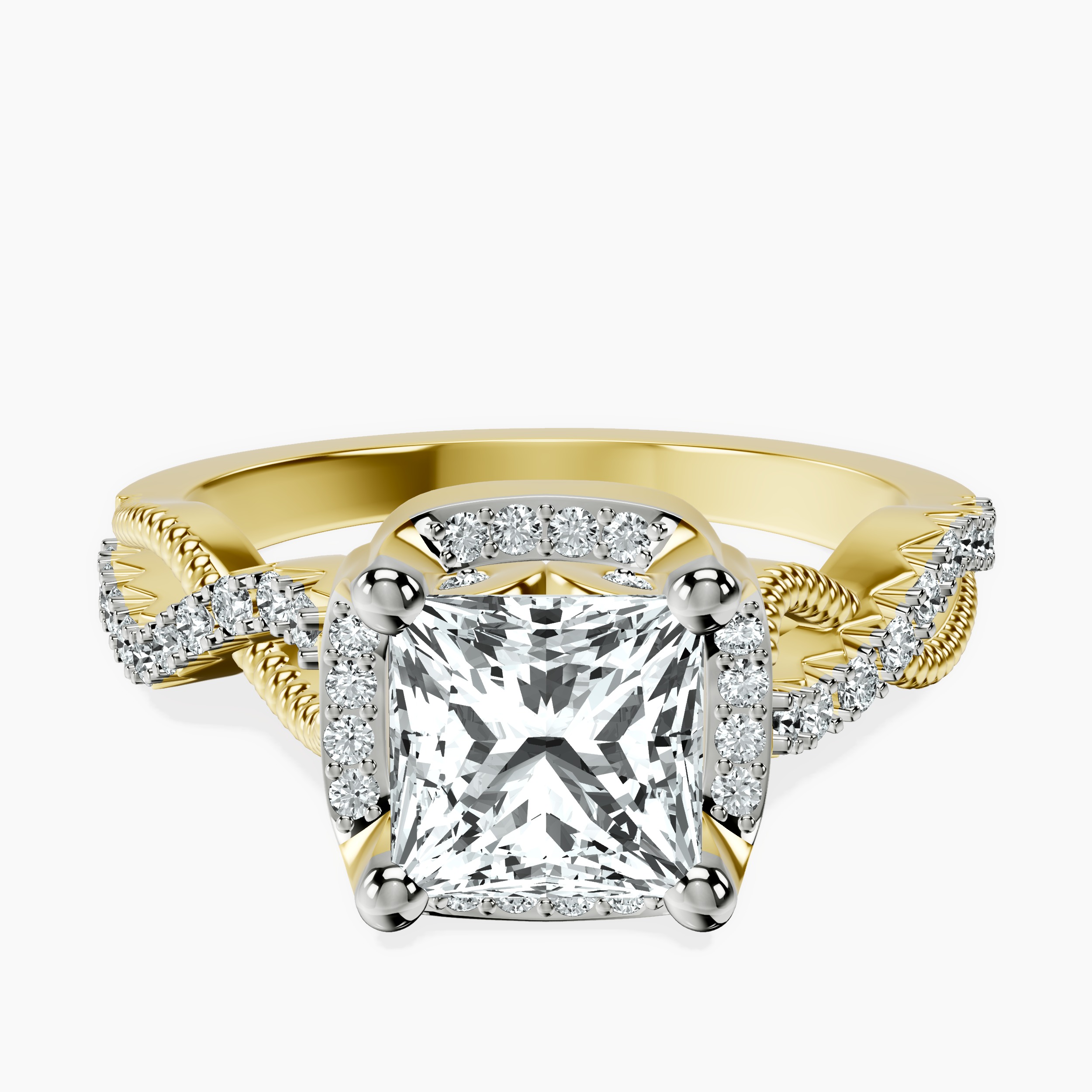 2.80 ct. princess Astoré Channel Glided Ring in 18kt yellow gold rtr top