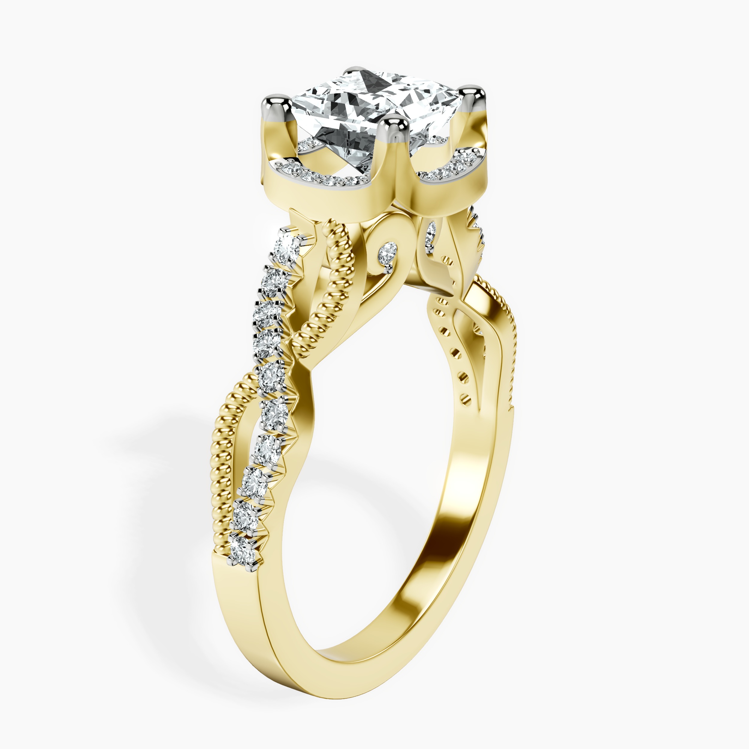2.80 ct. princess Astoré Channel Glided Ring in 18kt yellow gold standing product image one
