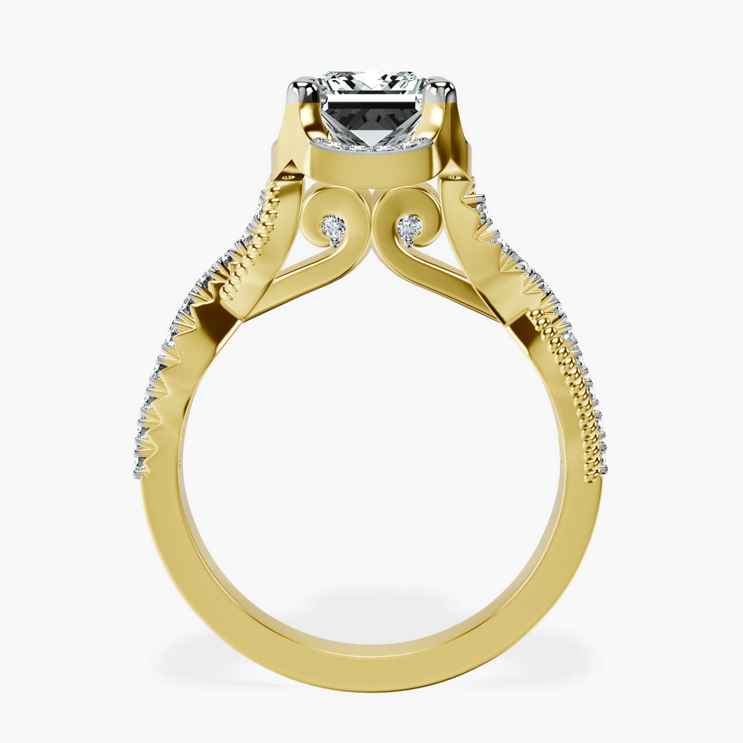 2.80 ct. princess Astoré Channel Glided Ring in 18kt yellow gold side right image one