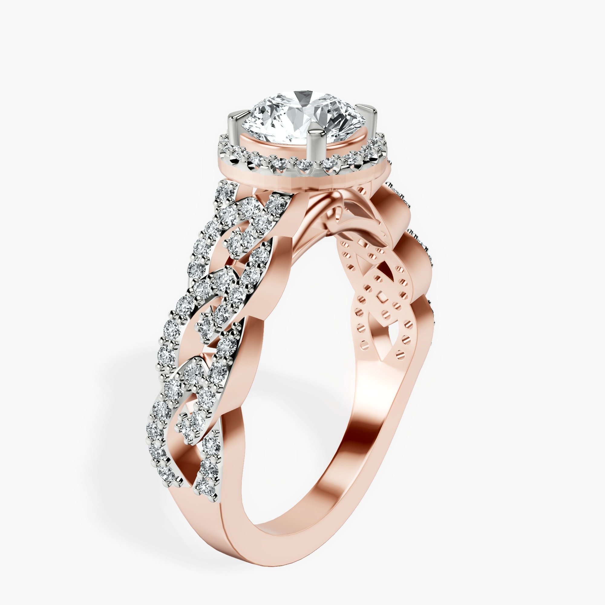 1.41 ct. round Imperiella halo ring in 14kt rose gold standing product image one
