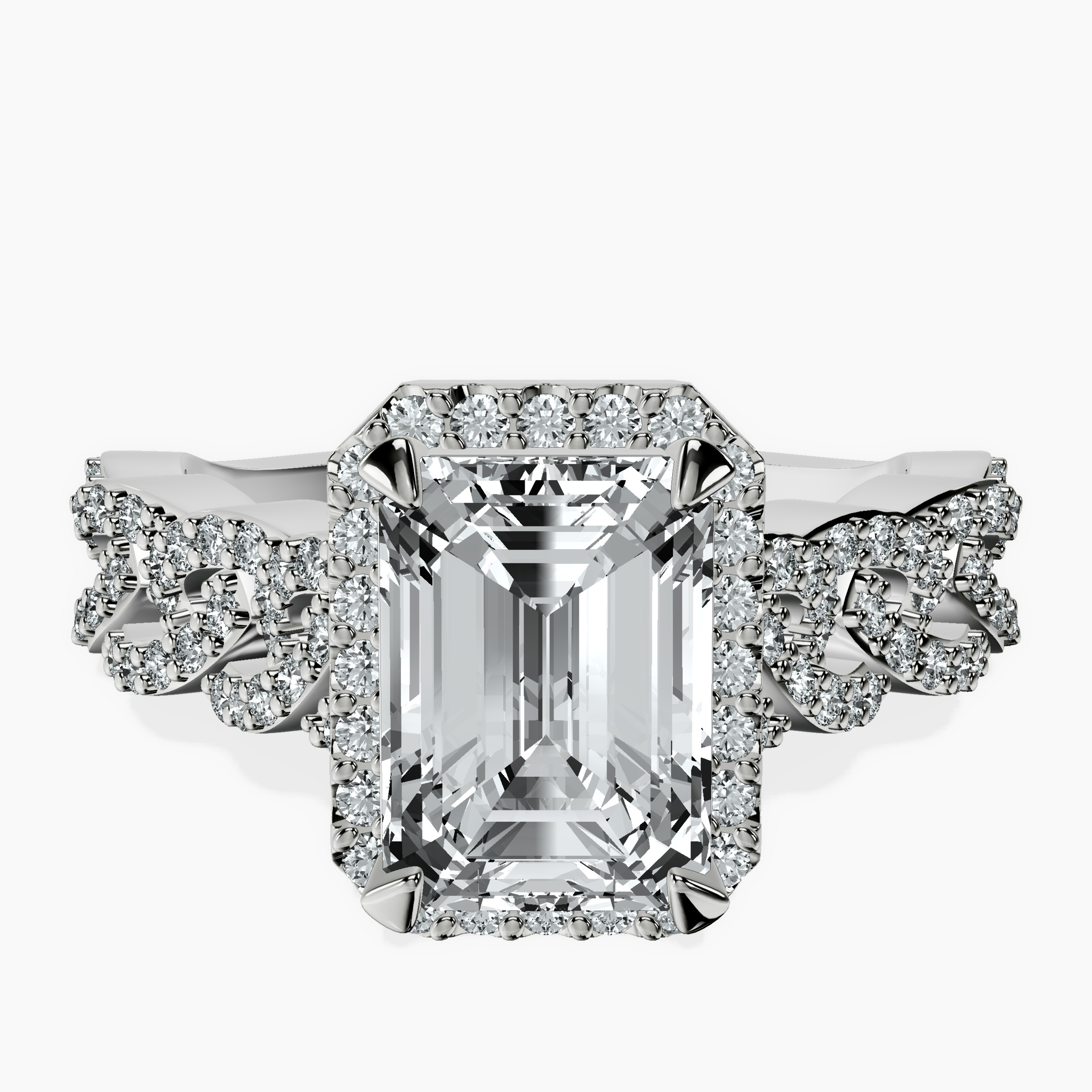 2.16 ct. emerald Imperiella halo ring in 10kt white gold rtr top