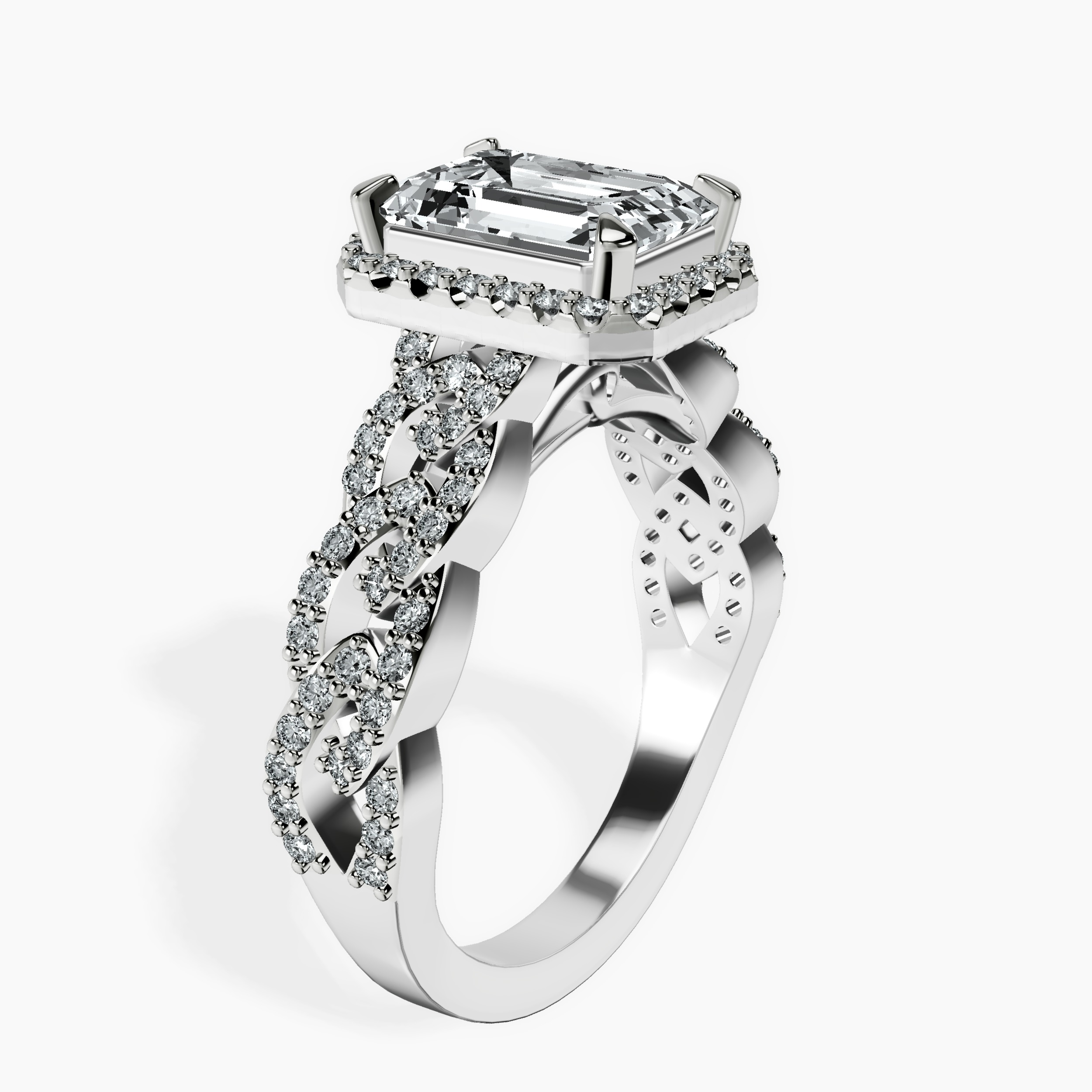 2.16 ct. emerald Imperiella halo ring in 10kt white gold standing product image one