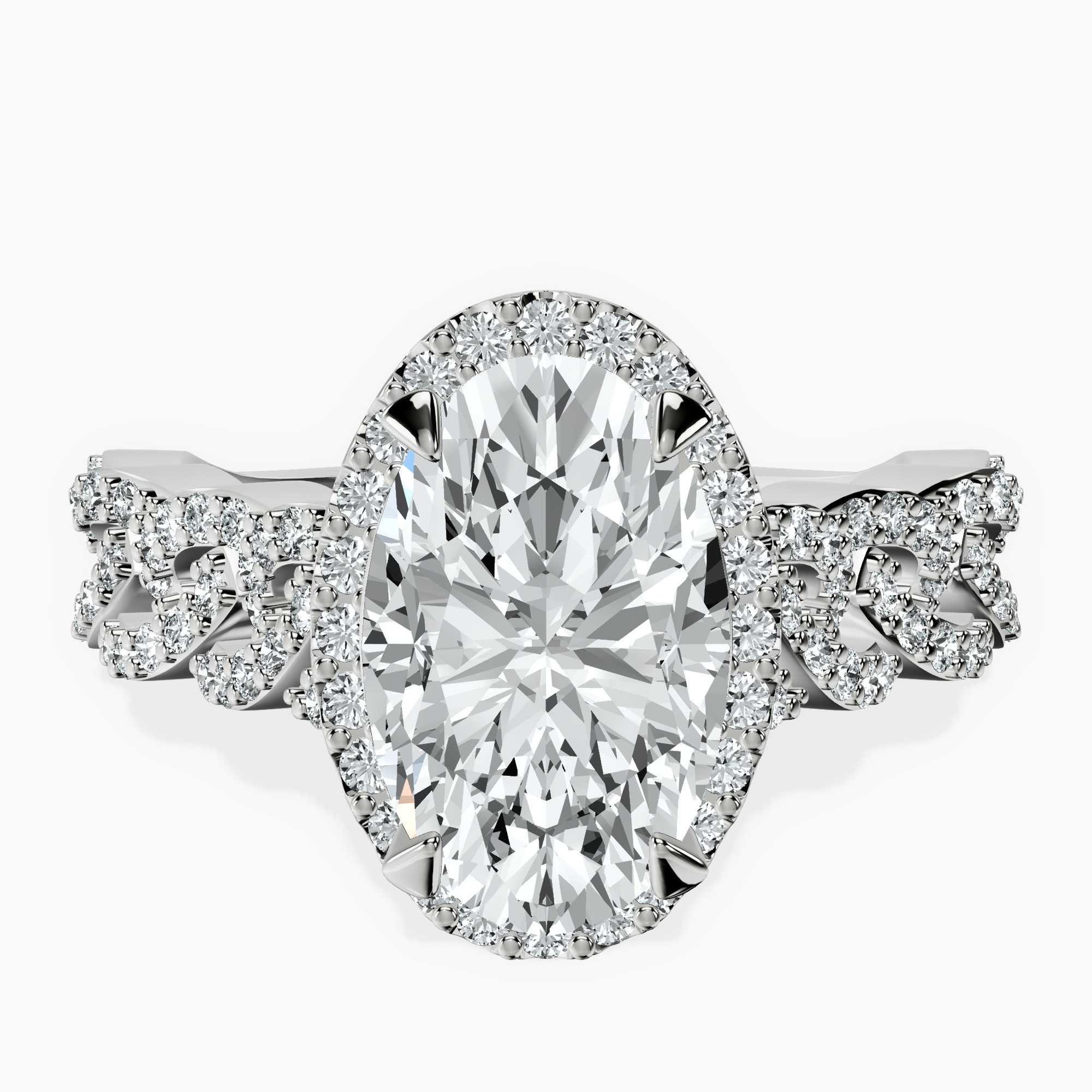 2.40 ct. oval Imperiella halo ring in 14kt white gold rtr top