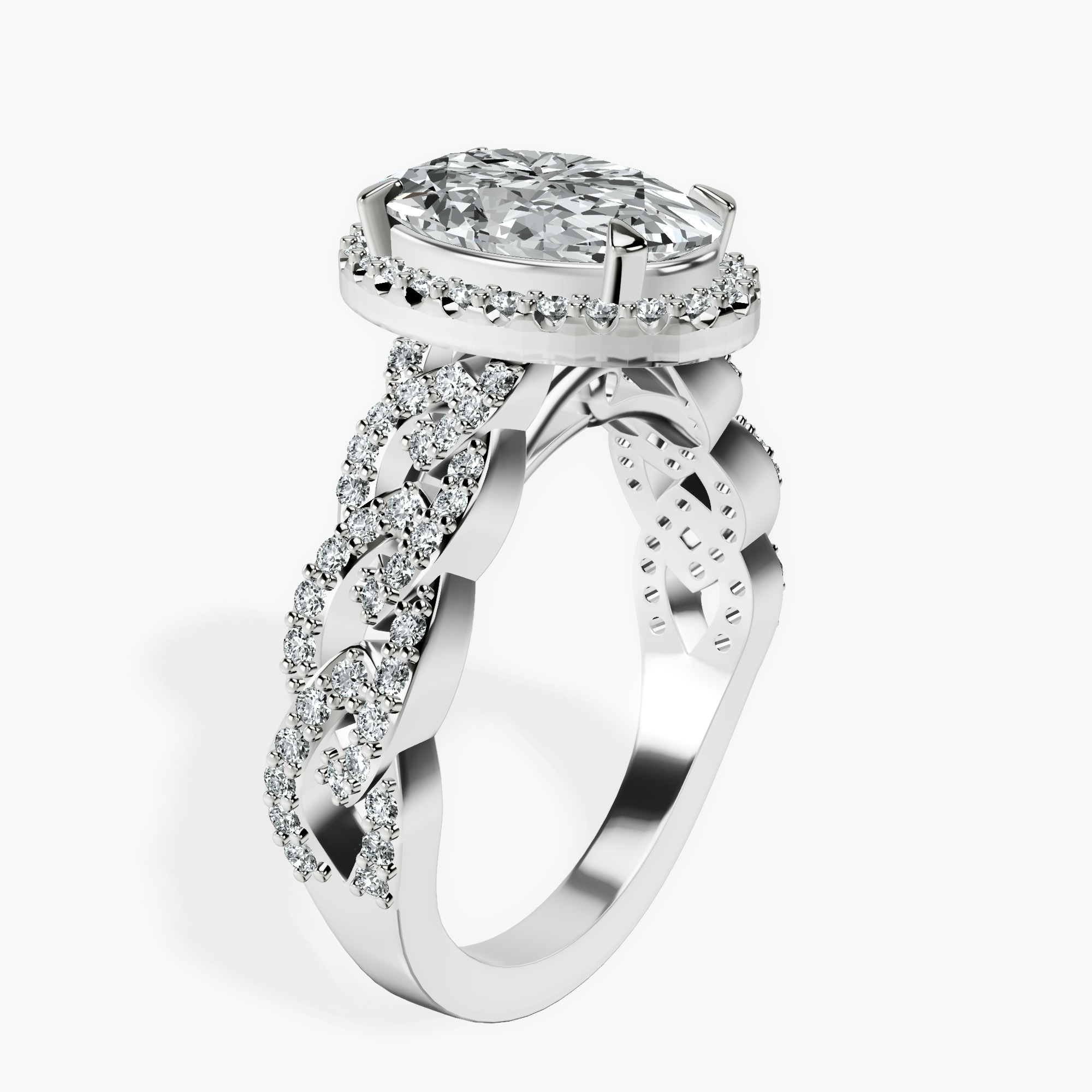 2.40 ct. oval Imperiella halo ring in 14kt white gold standing product image one