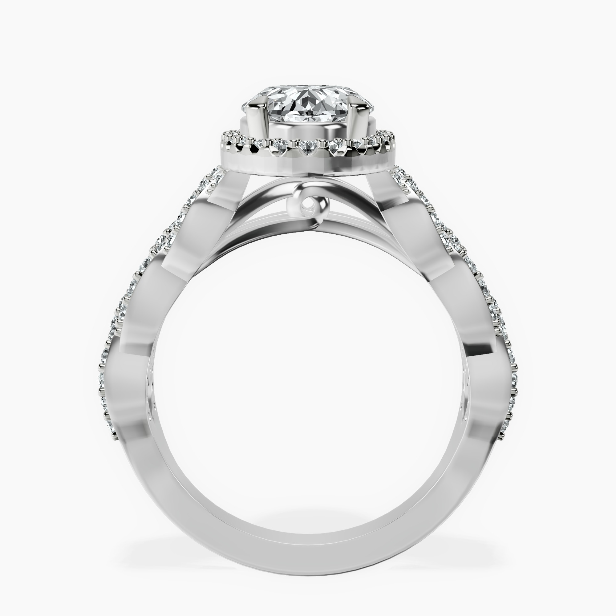 2.40 ct. oval Imperiella halo ring in 14kt white gold side right image one