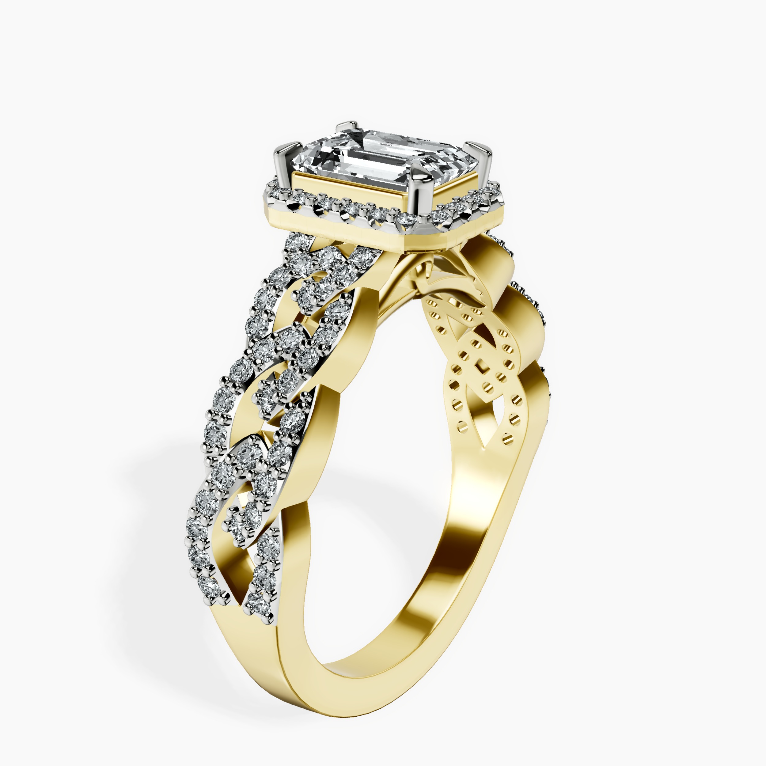 1.48 ct. emerald Imperiella halo ring in 10kt yellow gold standing product image one