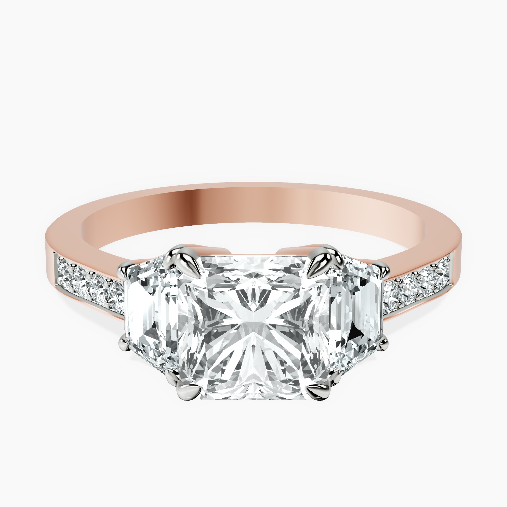 2.94 ct. radiant Daria Ring in 10kt rose gold rtr top