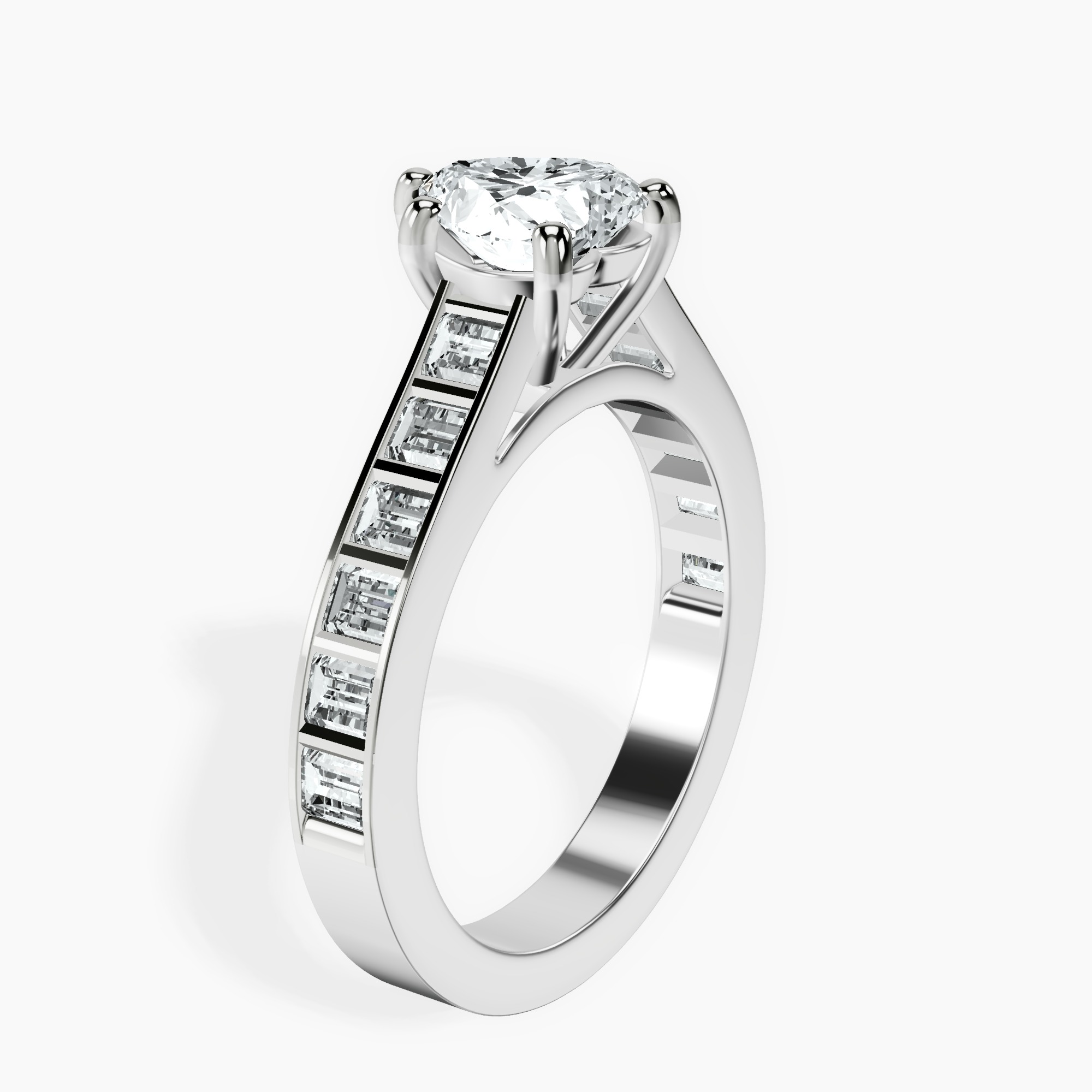 1.29 ct. heart Irene Side Stone Ring in platinum standing product image one