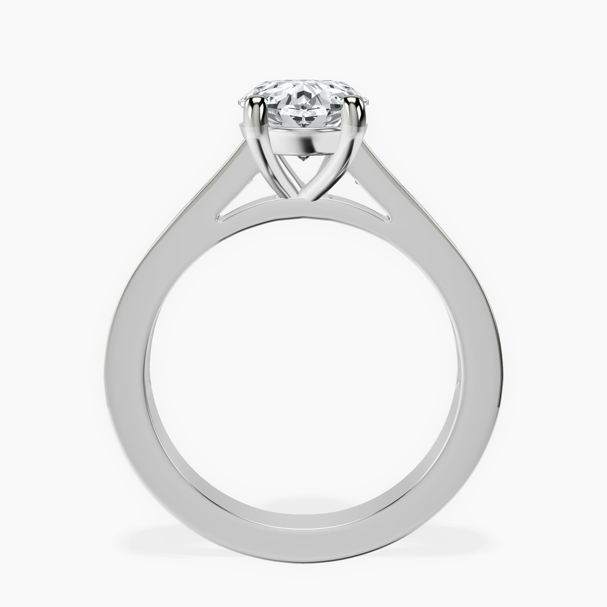 2.40 ct. oval Irene Side Stone Ring in 18kt white gold side right image one