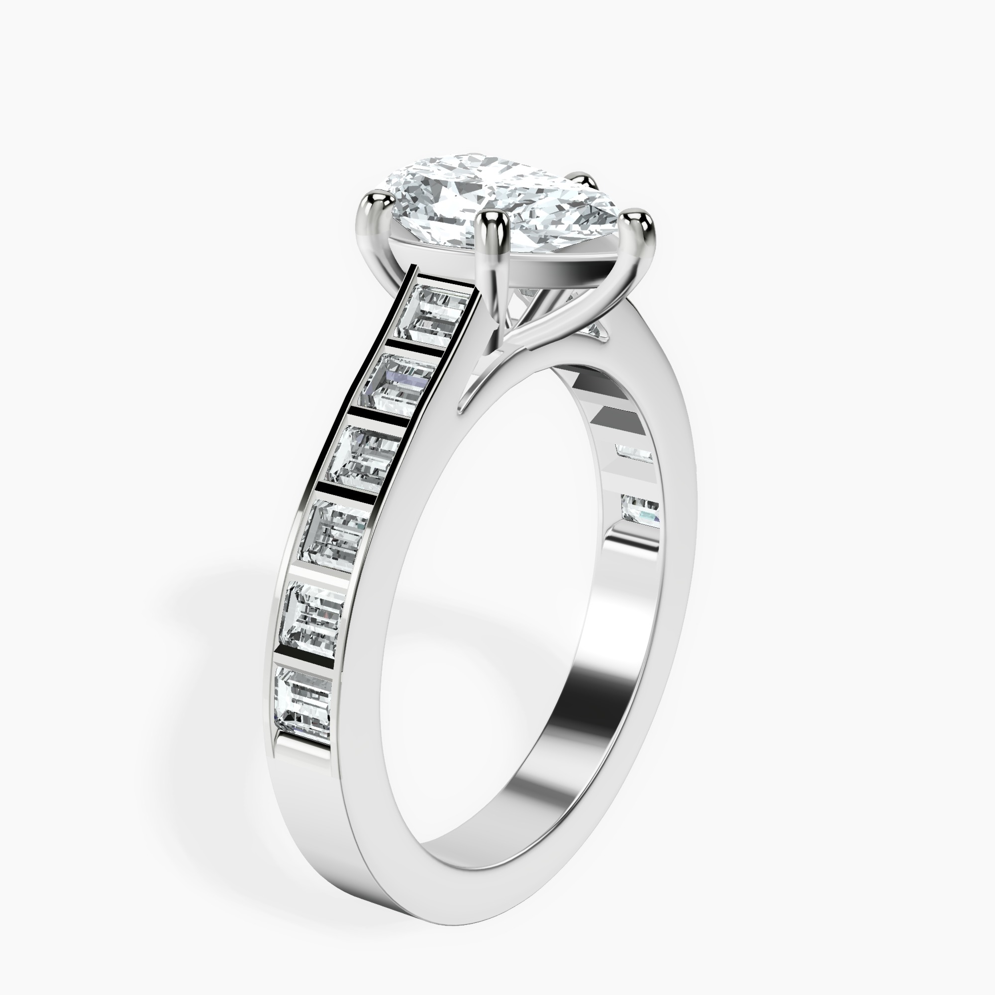 1.85 ct. pear Irene Side Stone Ring in platinum standing product image one