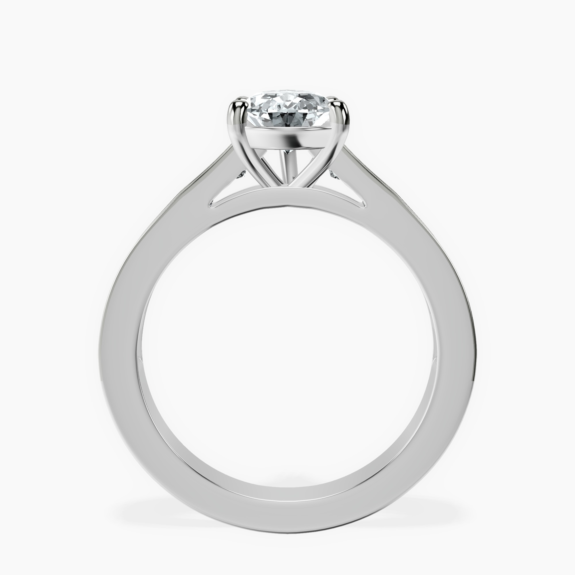 1.85 ct. pear Irene Side Stone Ring in platinum side right image one