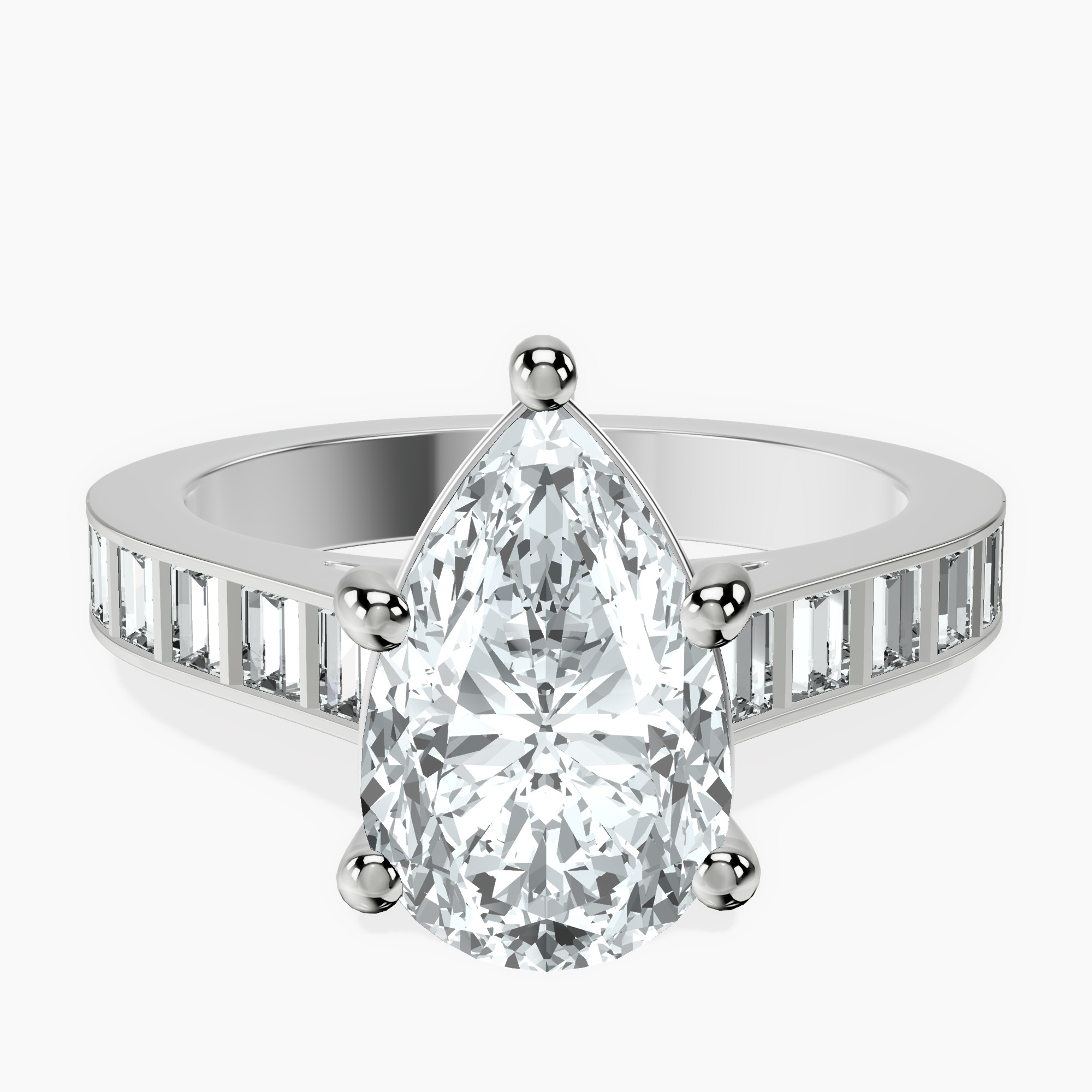 2.59 ct. pear Irene Side Stone Ring in platinum rtr top