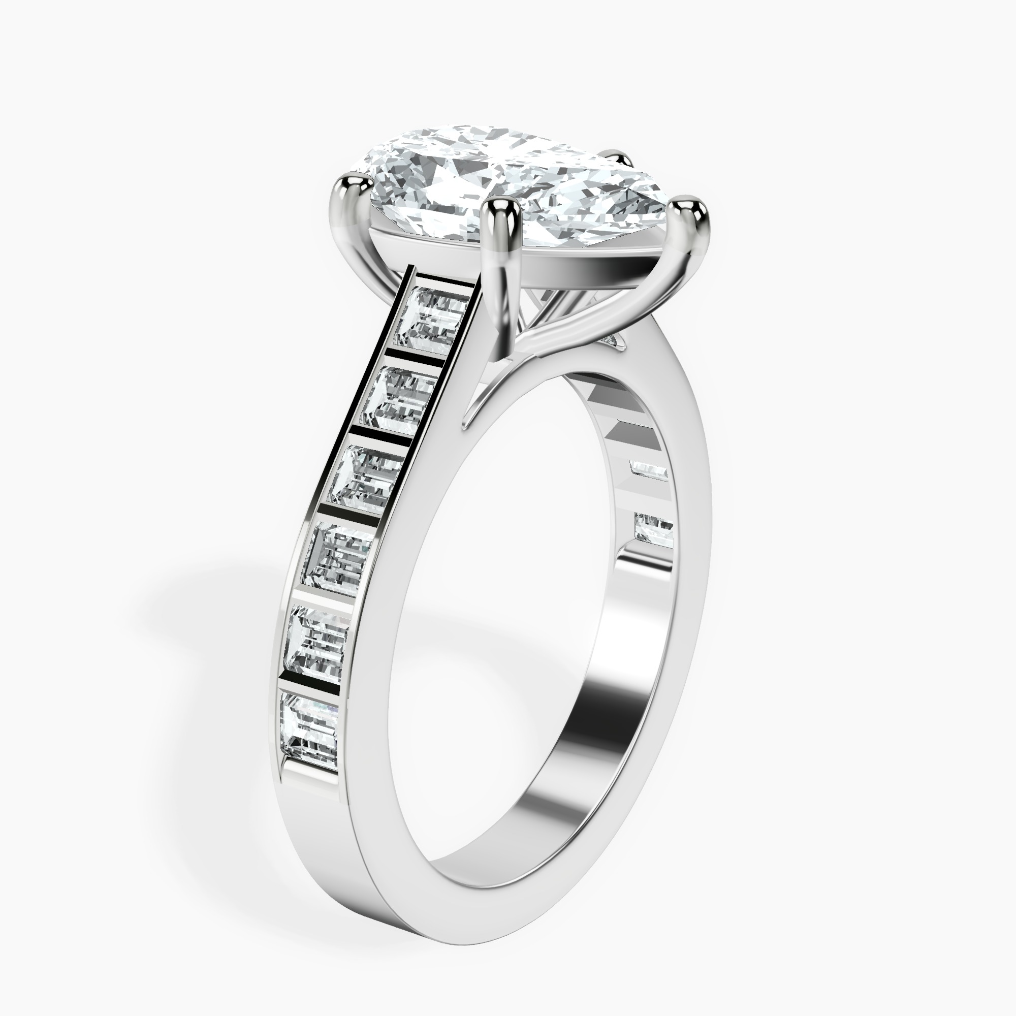 2.59 ct. pear Irene Side Stone Ring in platinum standing product image one