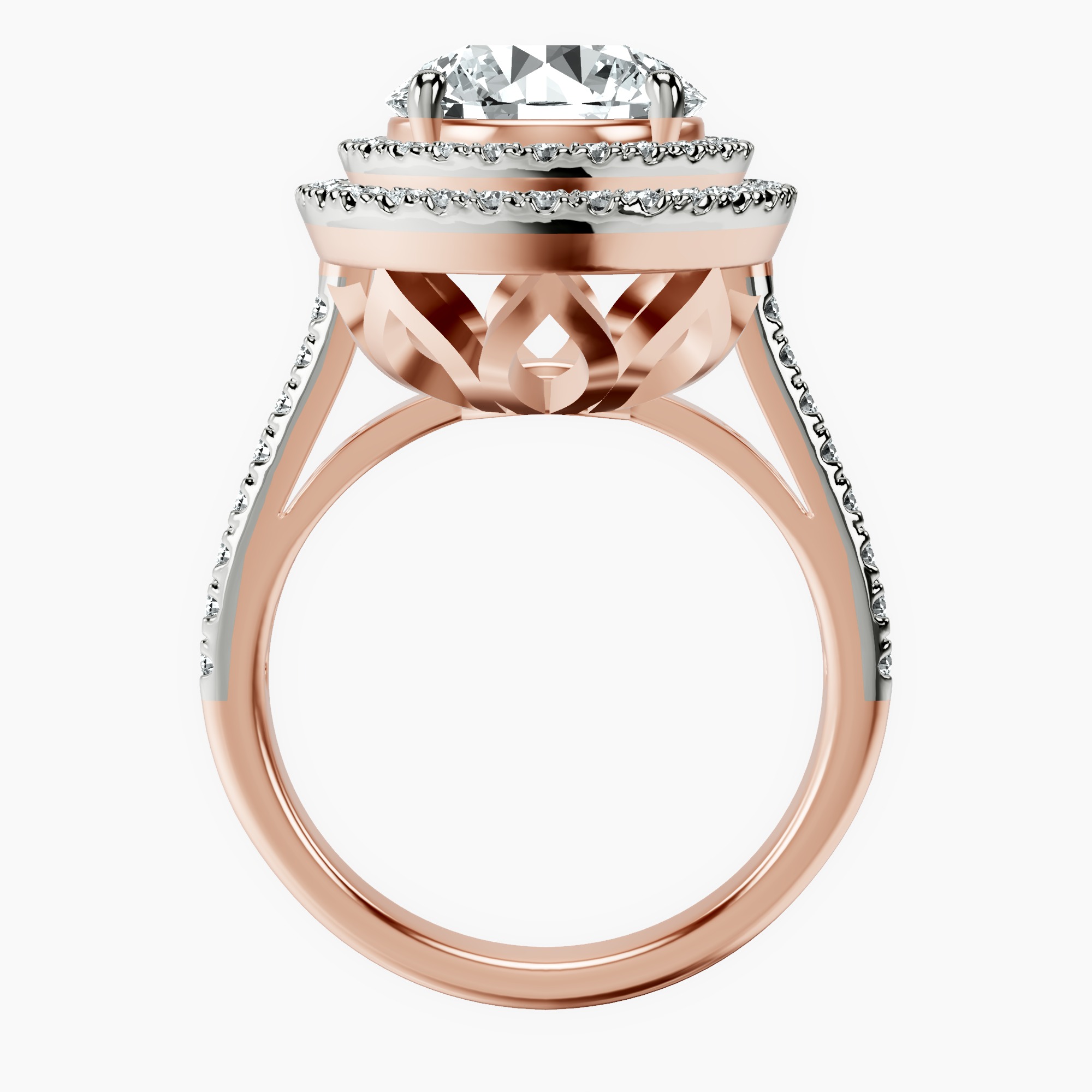 1.39 ct. round Arya Double Halo Ring in 18kt rose gold side right image one