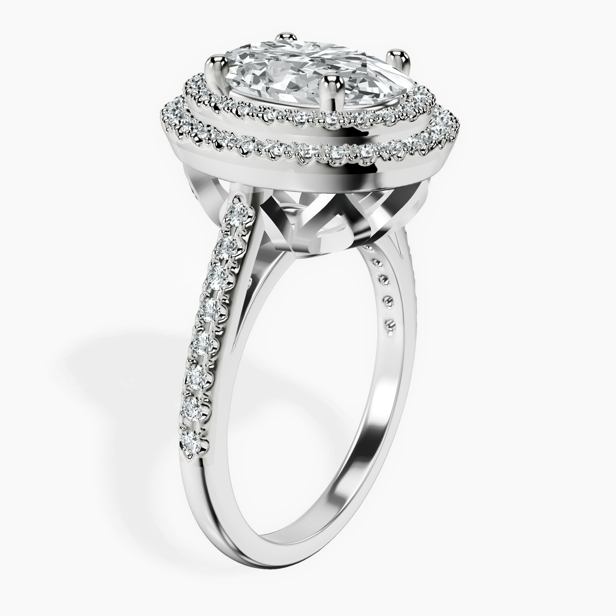 2.40 ct. oval Arya Double Halo Ring in platinum standing product image one