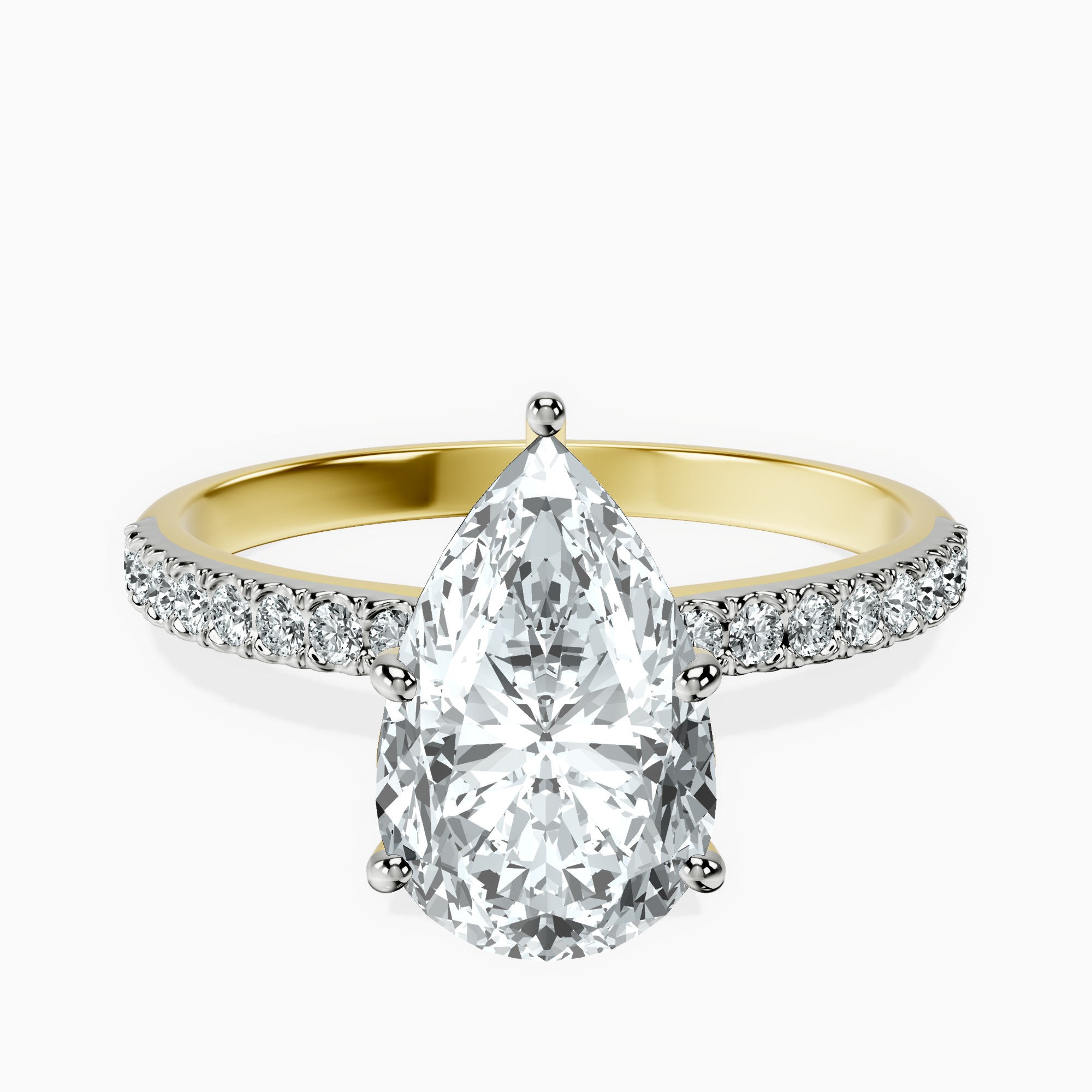 3.99 ct. pear Olivia Secret Halo Ring in 14kt yellow gold rtr top