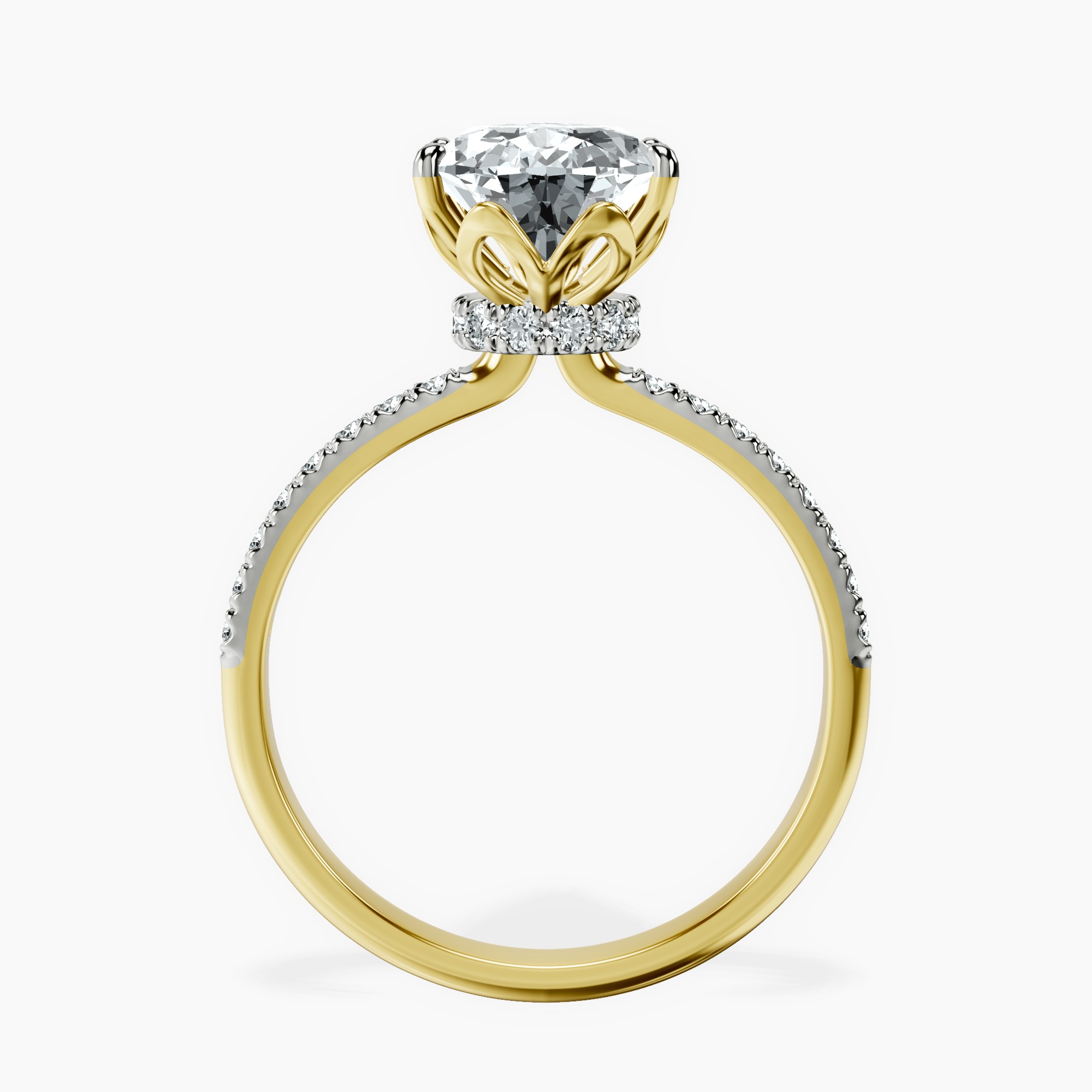 3.99 ct. pear Olivia Secret Halo Ring in 14kt yellow gold side right image one