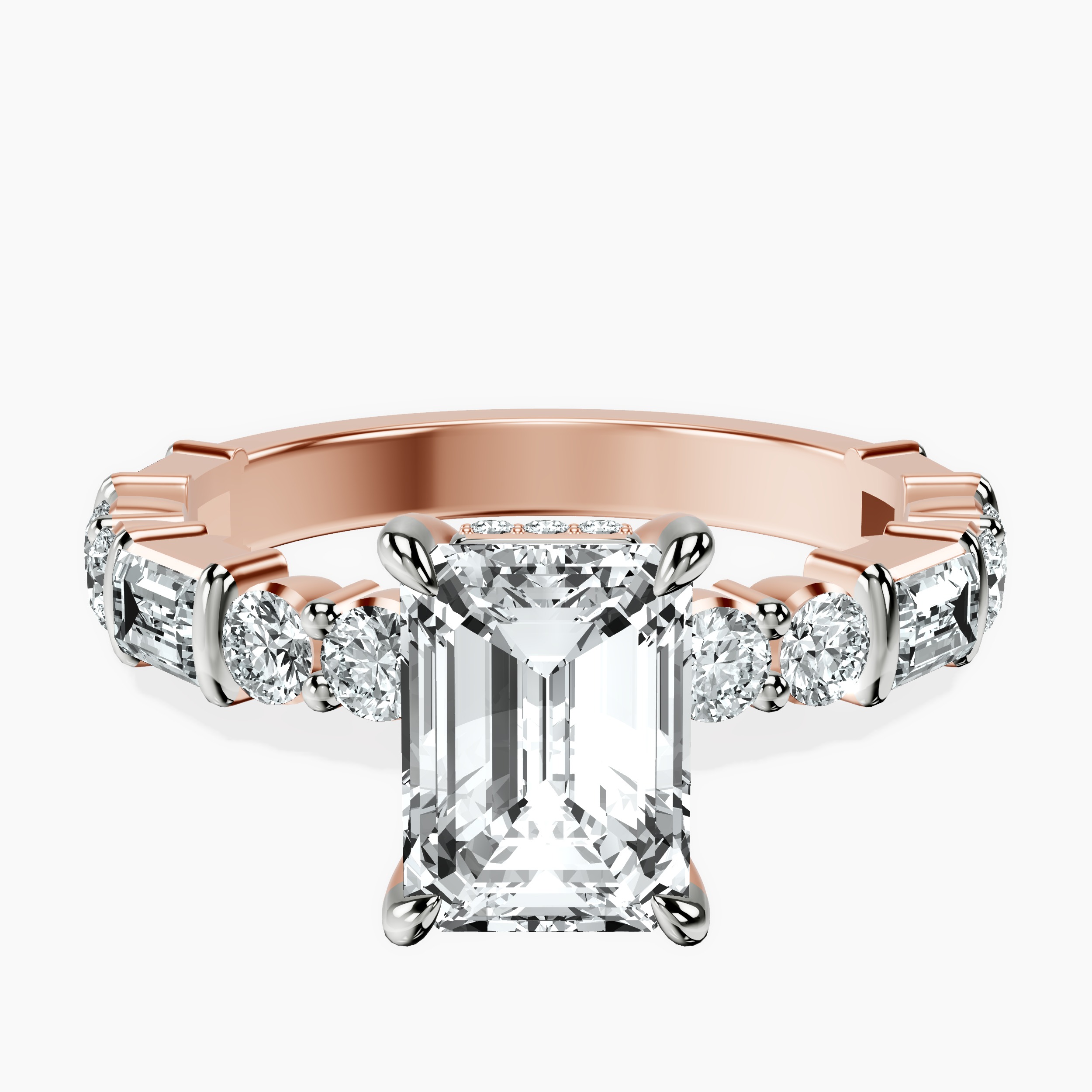 1.48 ct. emerald Enchanted Bliss Ring in 14kt rose gold rtr top