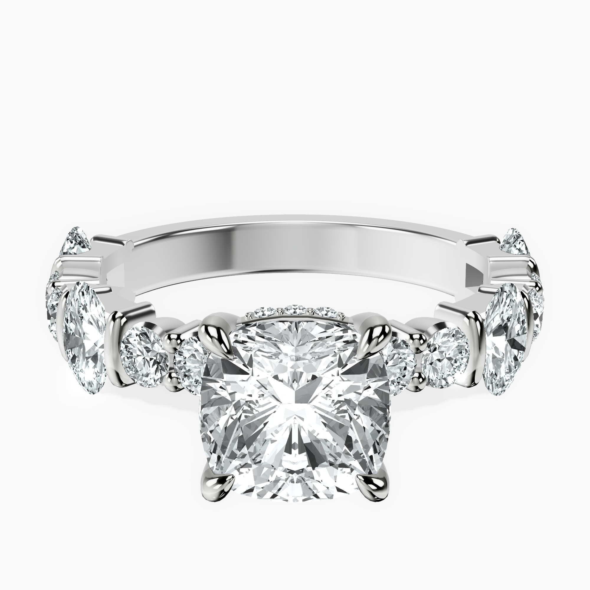 2.46 ct. cushion Enchanted Bliss Ring in 14kt white gold rtr top