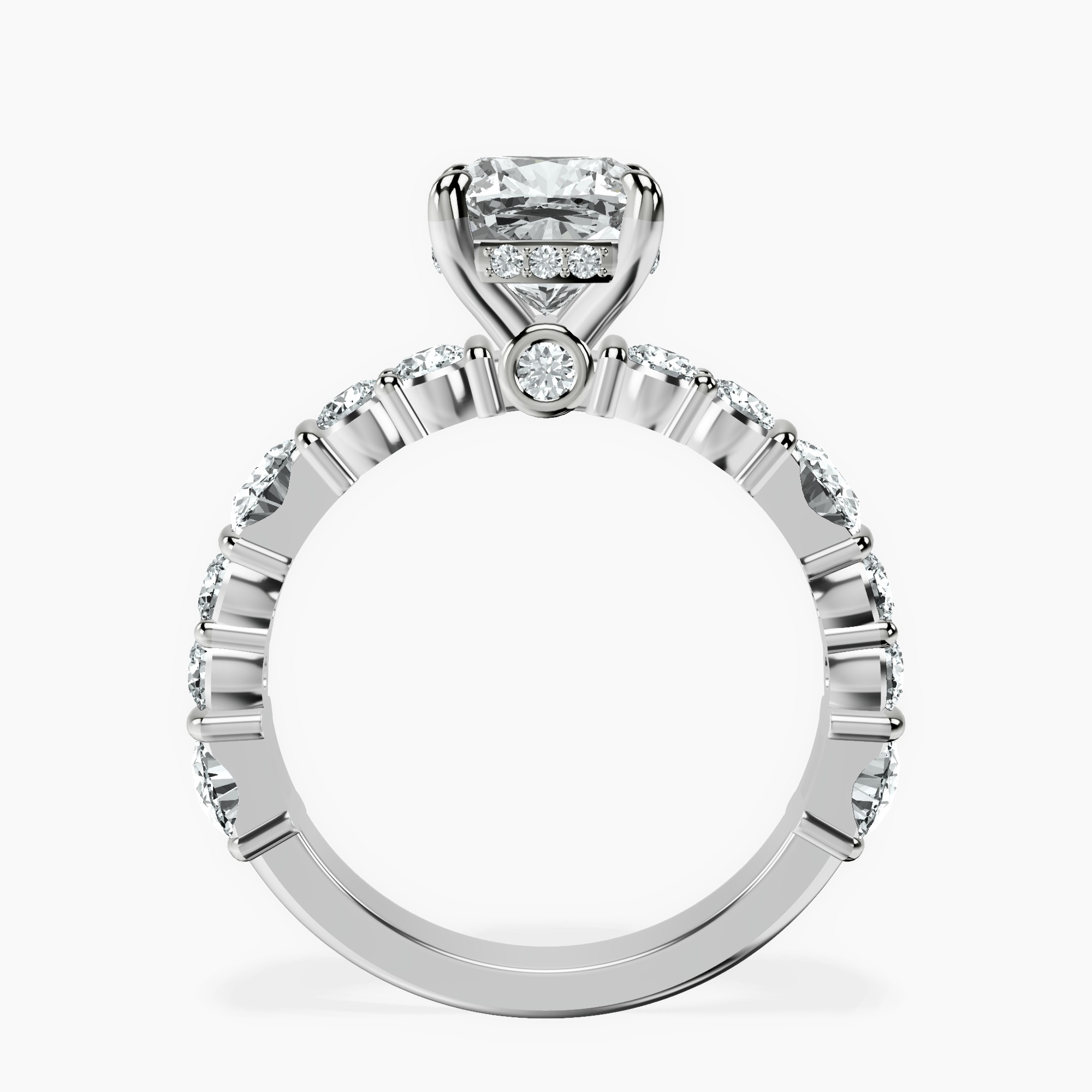 2.46 ct. cushion Enchanted Bliss Ring in 14kt white gold side right image one