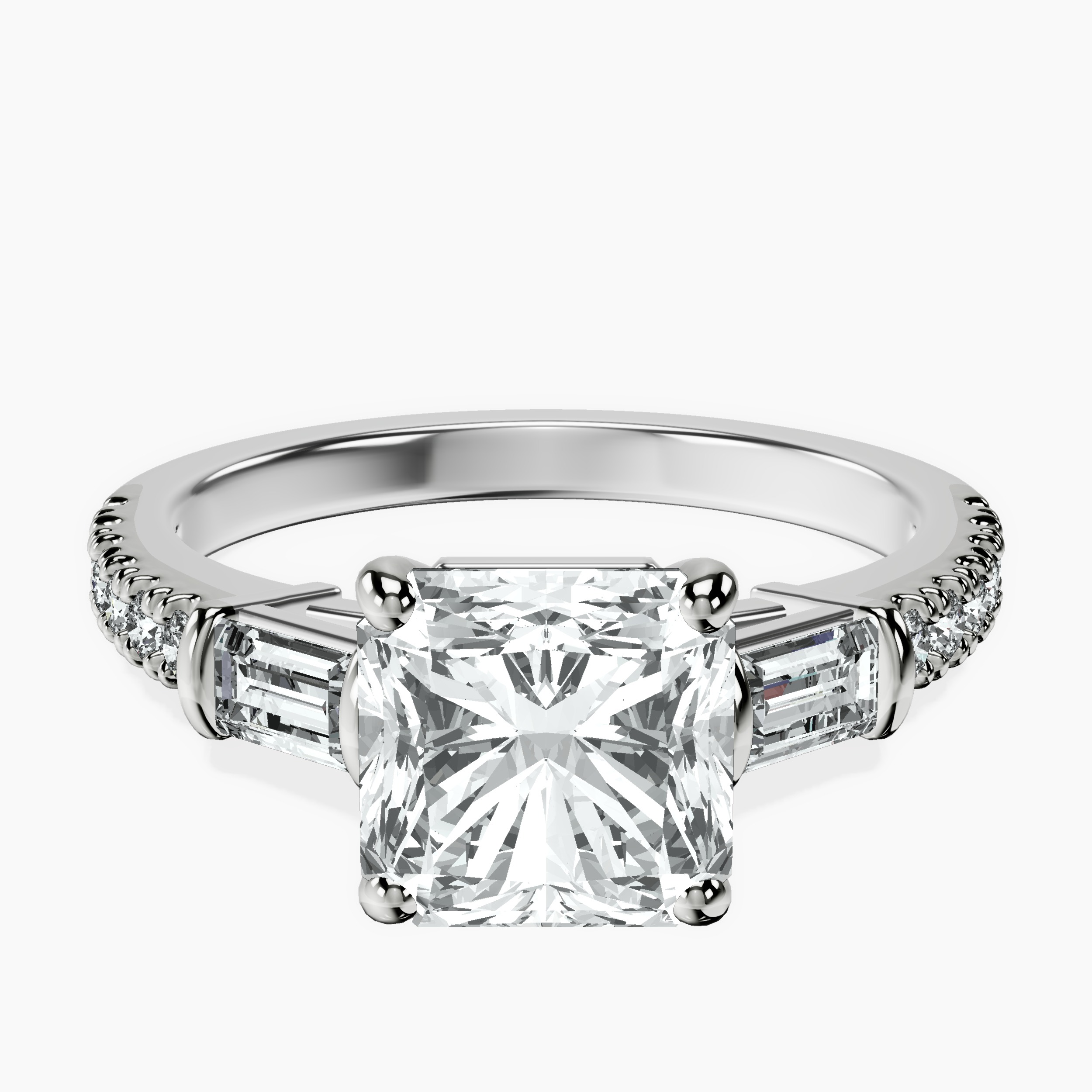 2.94 ct. radiant Opalina Charm Ring in 14kt white gold rtr top