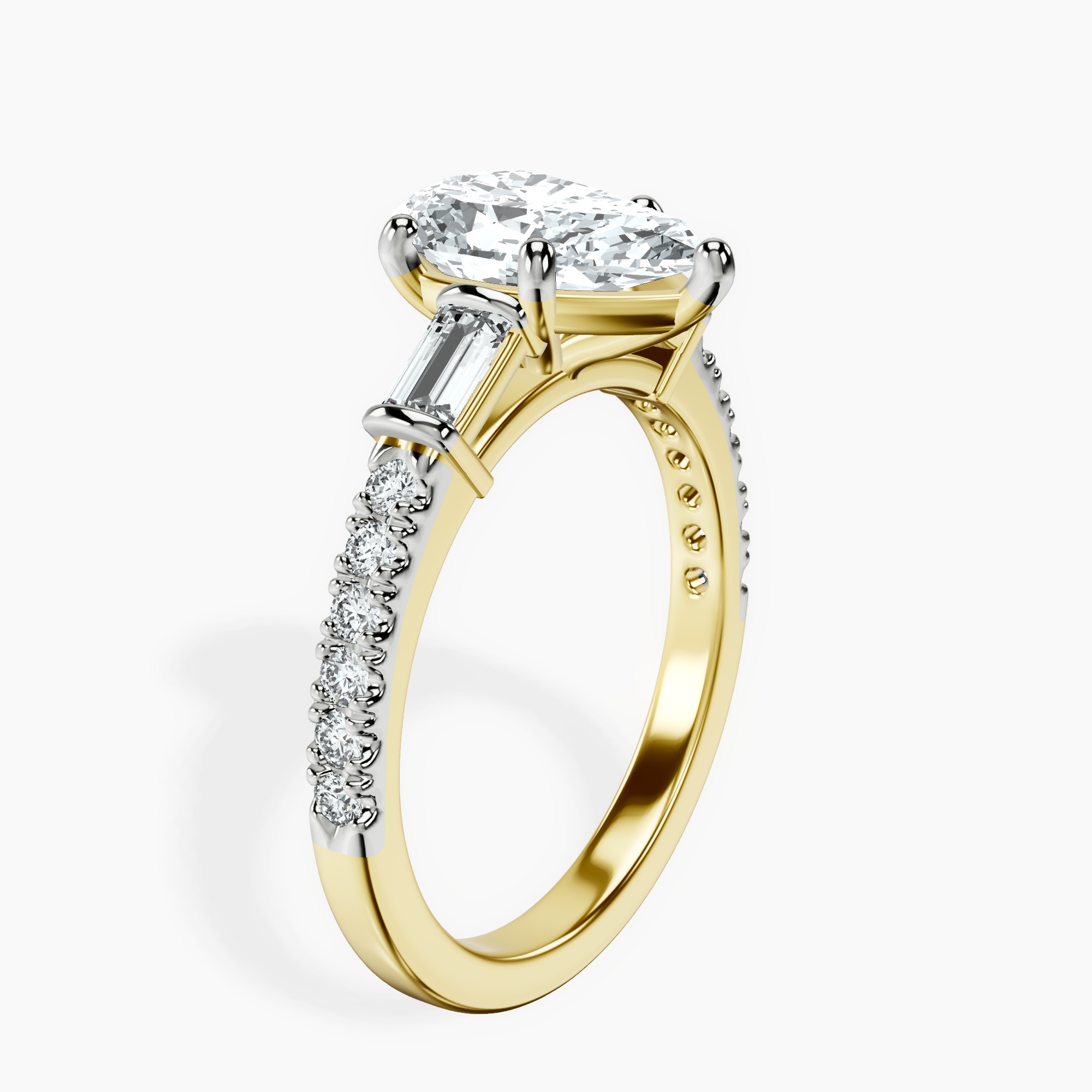 9Ct Yellow Gold Opalina Charm Side Stone Lab Diamond Ring standing product image one