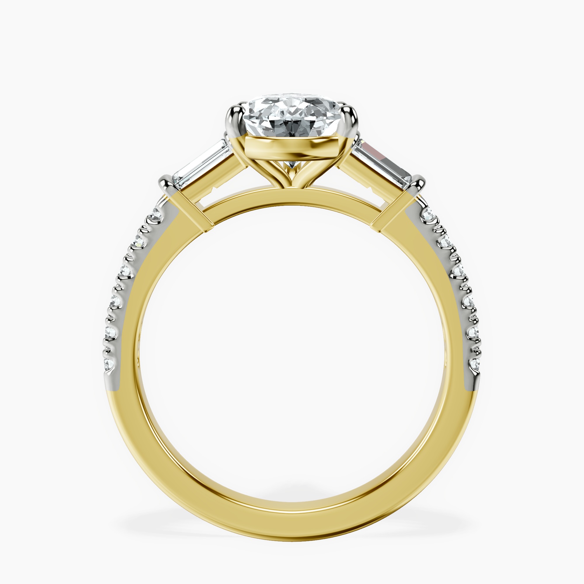 9Ct Yellow Gold Opalina Charm Side Stone Lab Diamond Ring side right image one