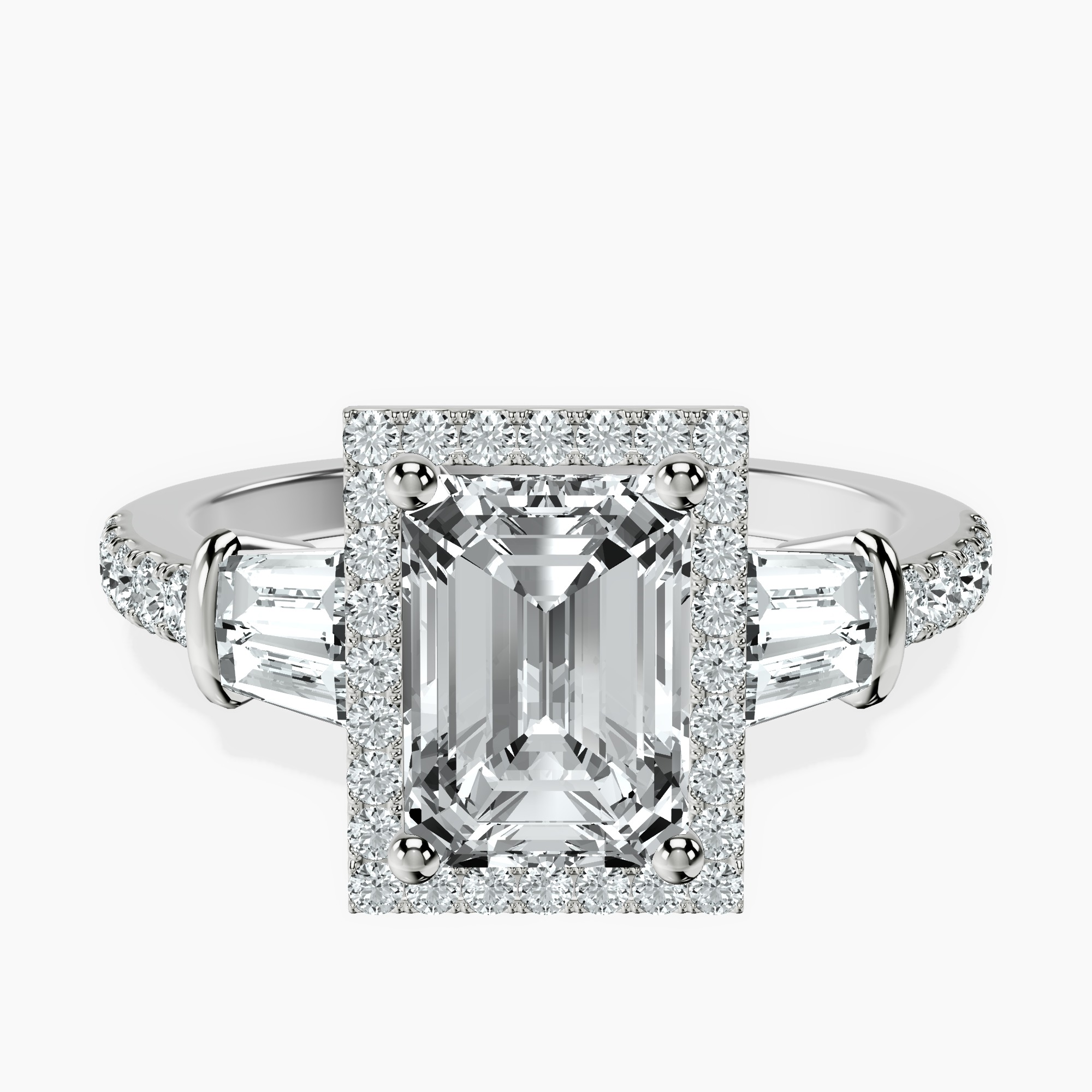 1.48 ct. emerald Liora Cascade Ring in 14kt white gold rtr top