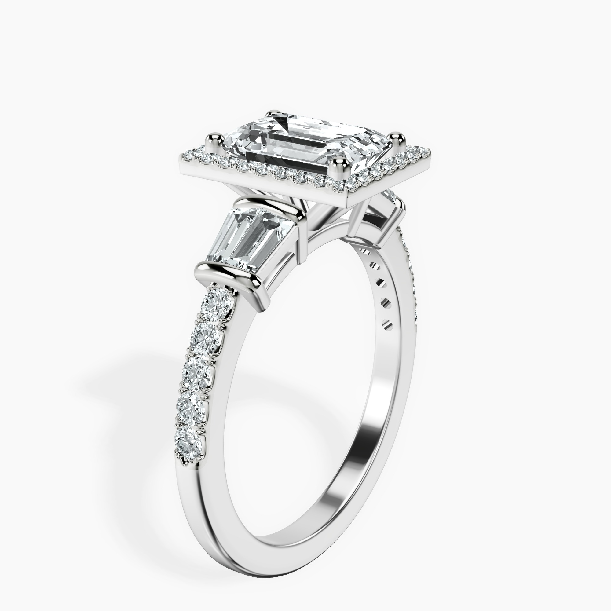 1.48 ct. emerald Liora Cascade Ring in 14kt white gold standing product image one