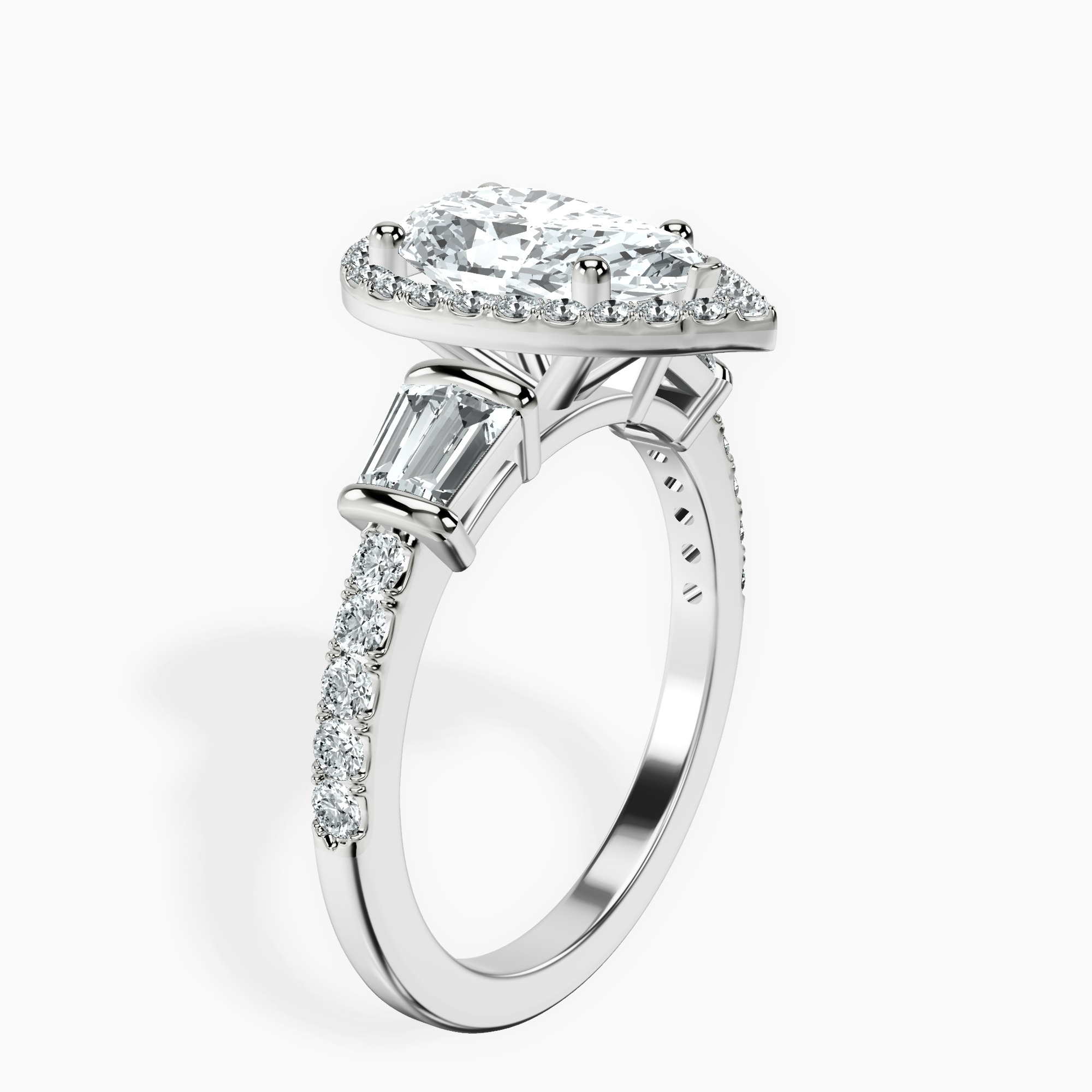 1.34 ct. pear Liora Cascade Ring in 14kt white gold standing product image one