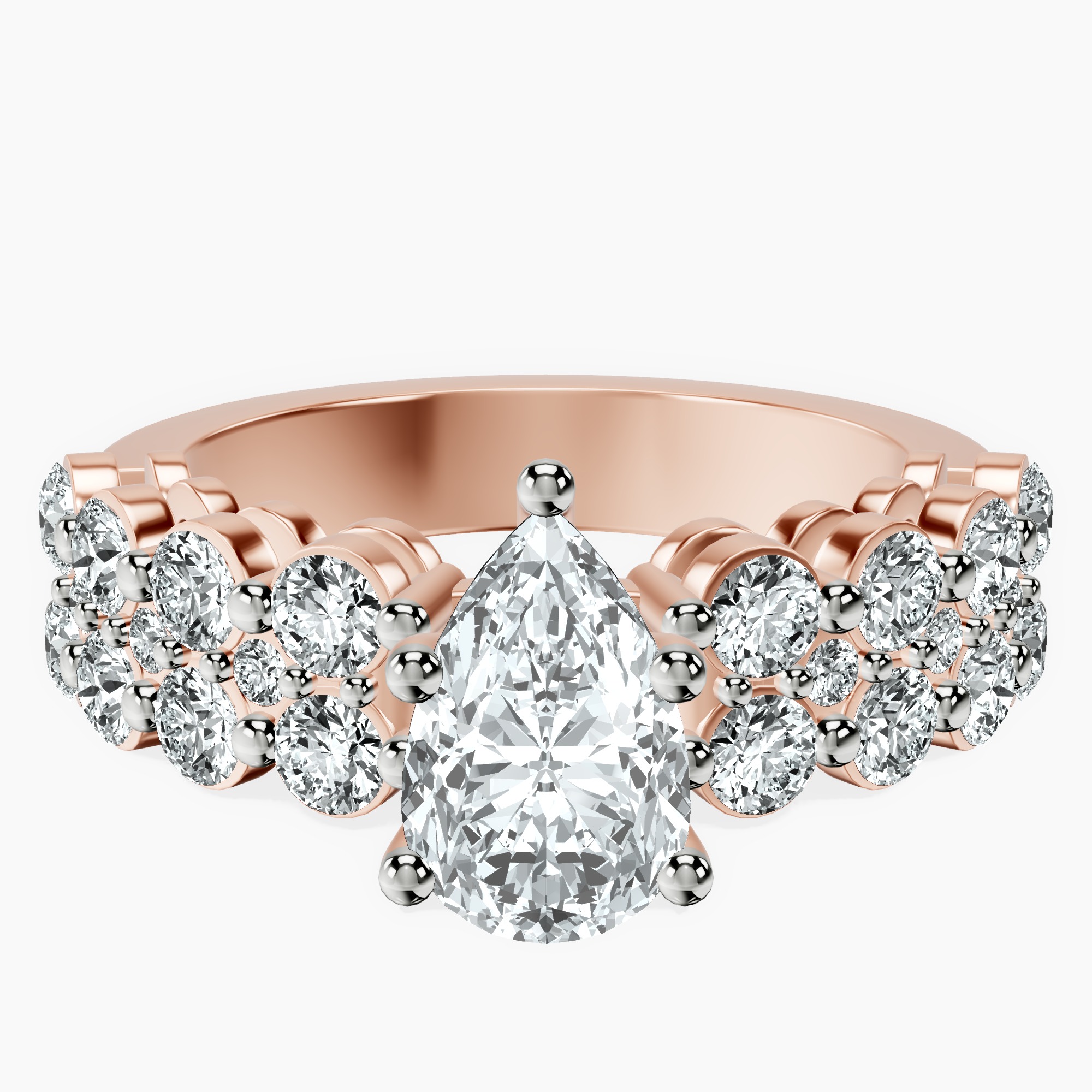1.85 ct. pear Twilight Side Round Lab Diamond Ring in 18kt rose gold rtr top