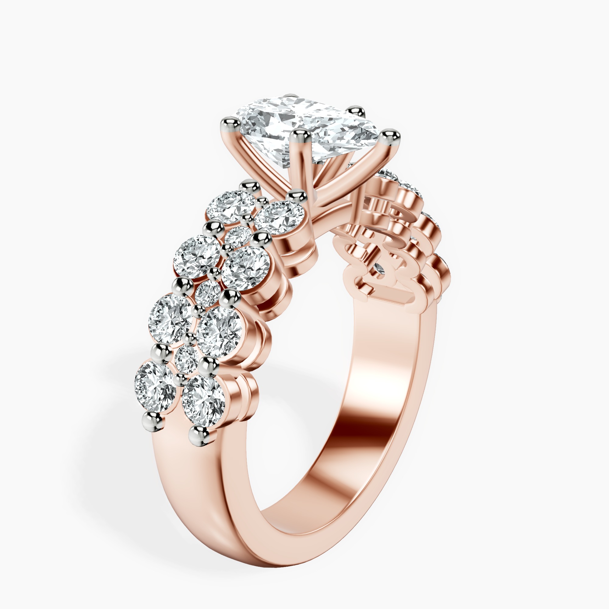 1.85 ct. pear Twilight Side Round Lab Diamond Ring in 18kt rose gold standing product image one